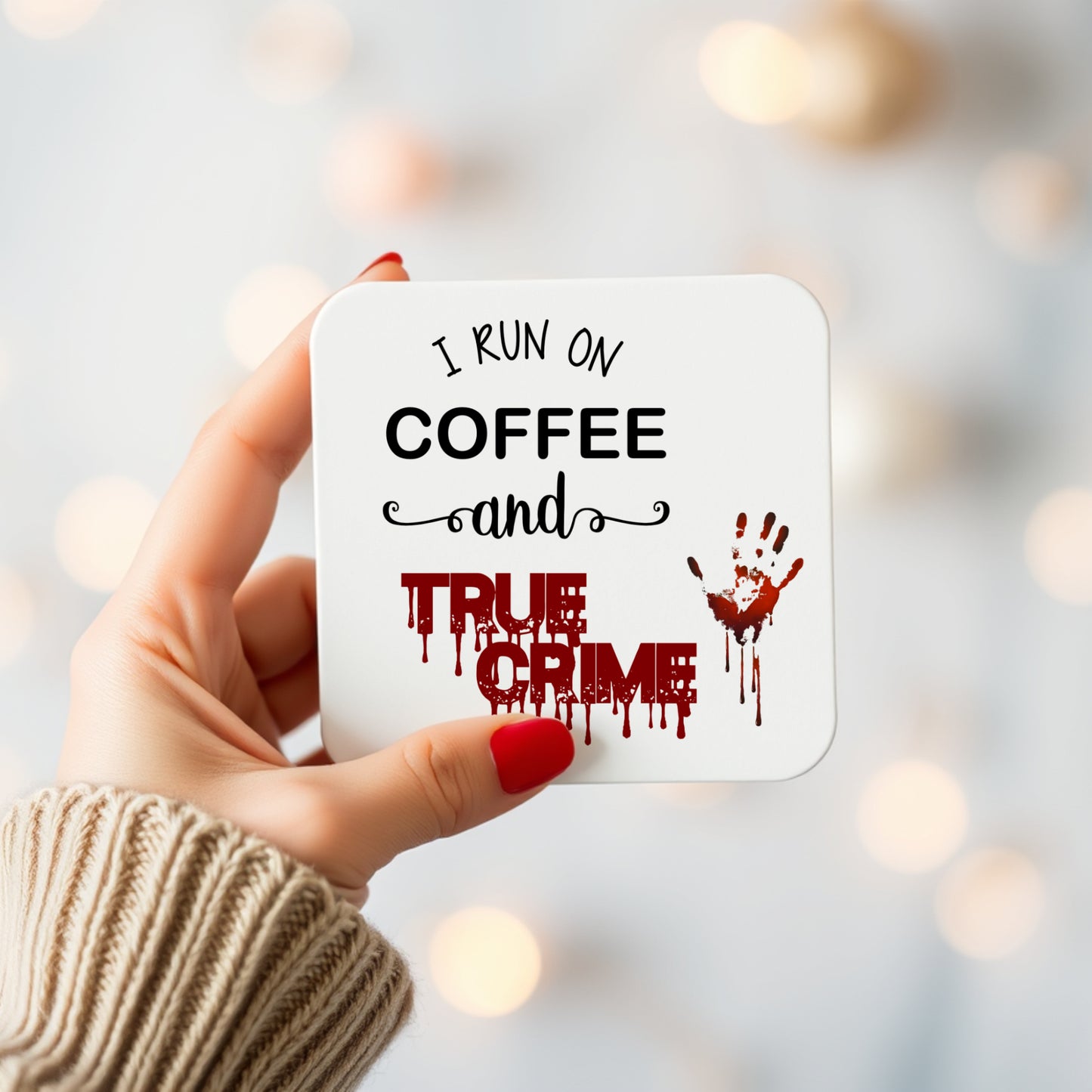 I RUN ON COFFEE AND TRUE CRIME COASTER MG014