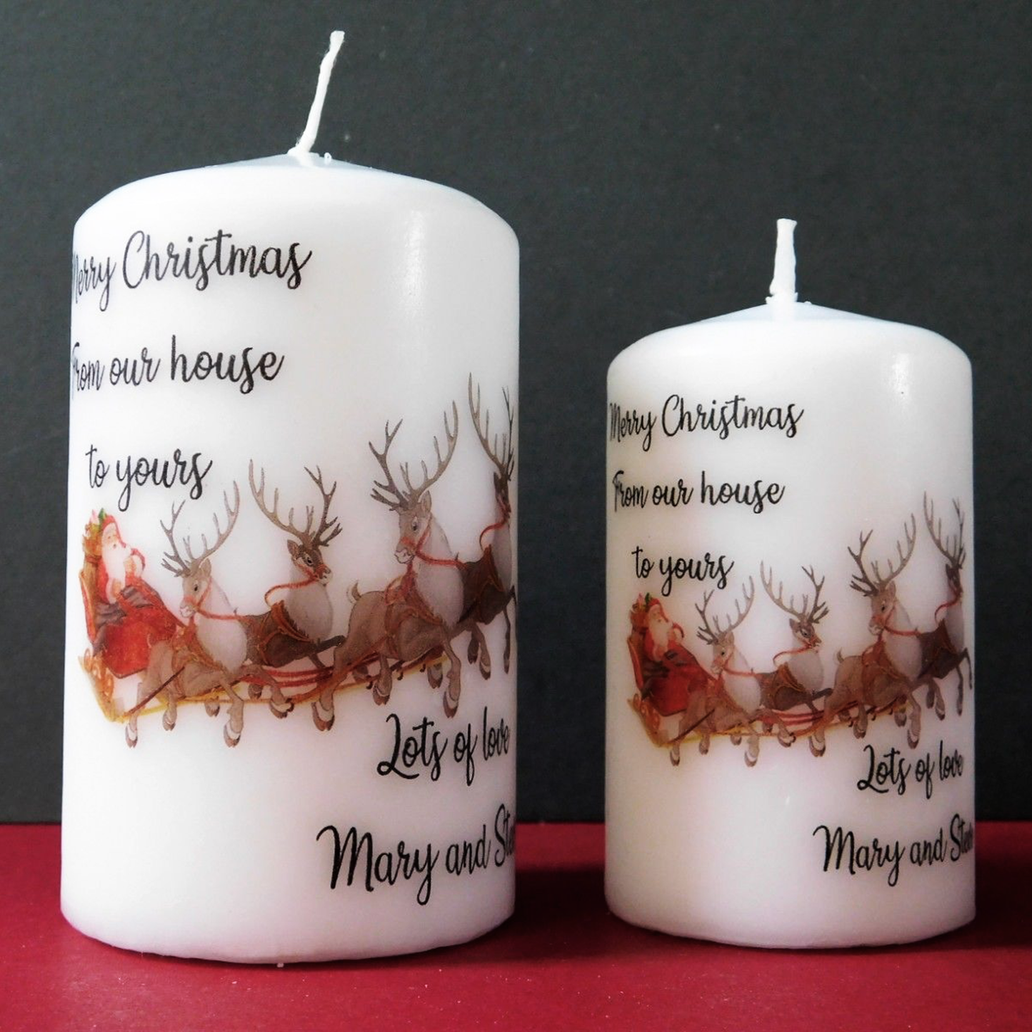 PERSONALISED SANTA SLEIGH CHRISTMAS CANDLE P022