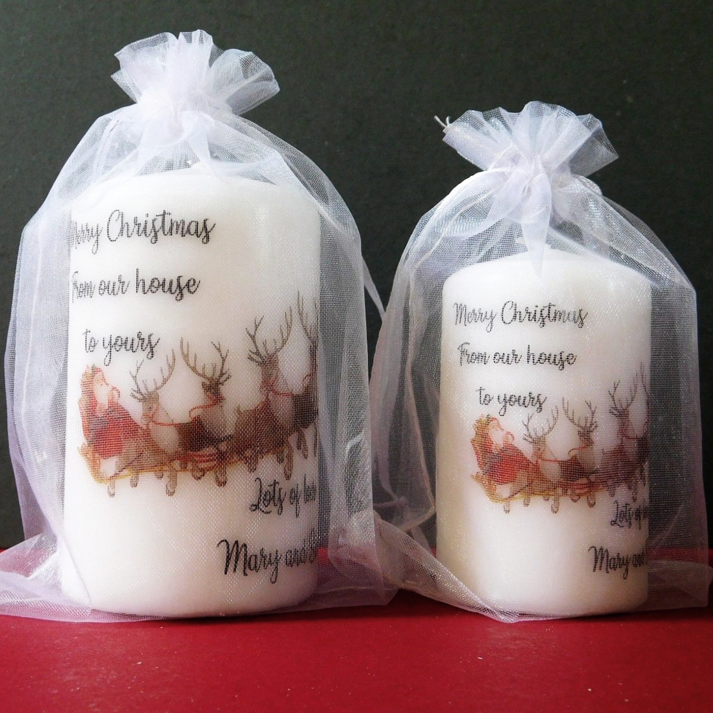 PERSONALISED SANTA SLEIGH CHRISTMAS CANDLE P022