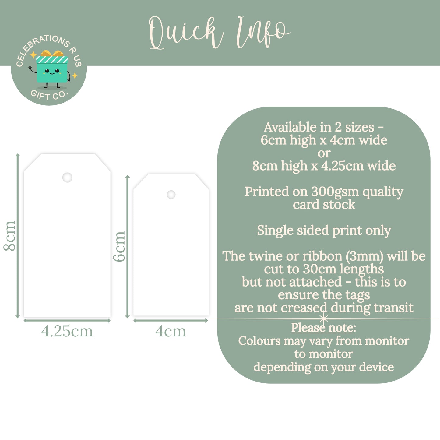 PERSONALISED MERRY CHRISTMAS GIFT TAGS (2 SIZES)