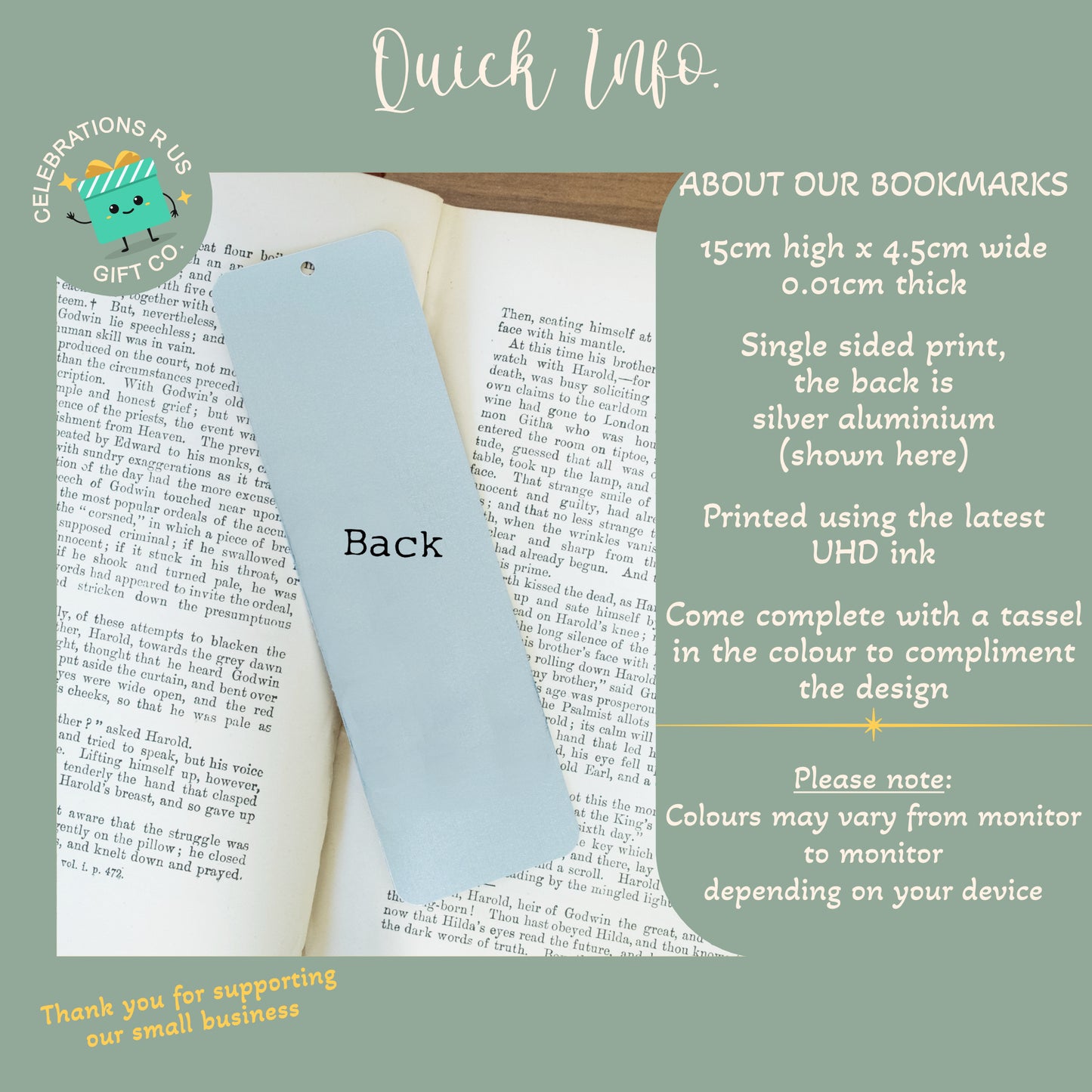 PERSONALISED CHRISTMAS CHARACTER METAL BOOKMARK