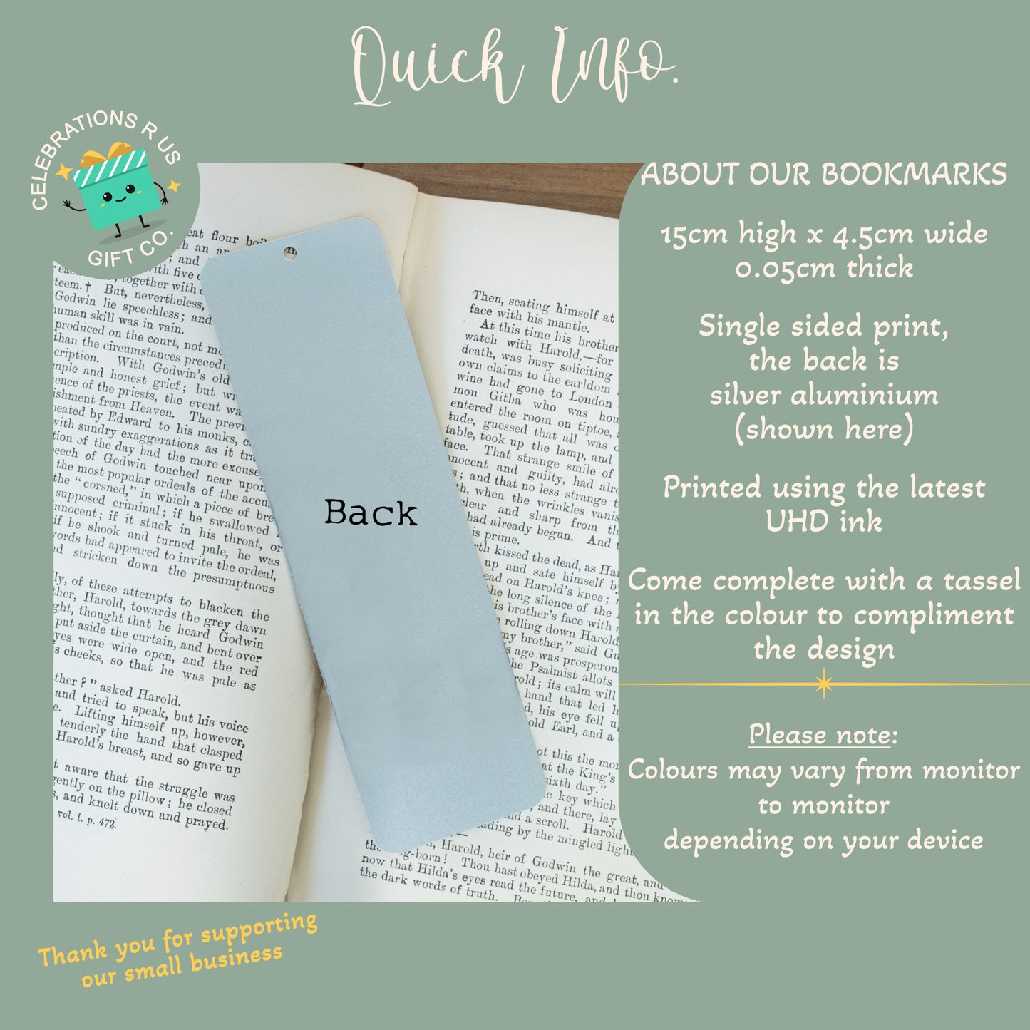 PERSONALISED BIRTH FLOWER METAL BOOKMARK WITH TASSEL