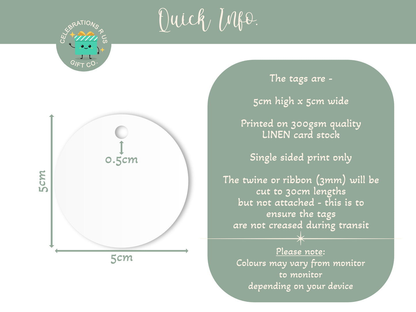 CUSTOM PK30 ROUND BUSINESS TAGS T073