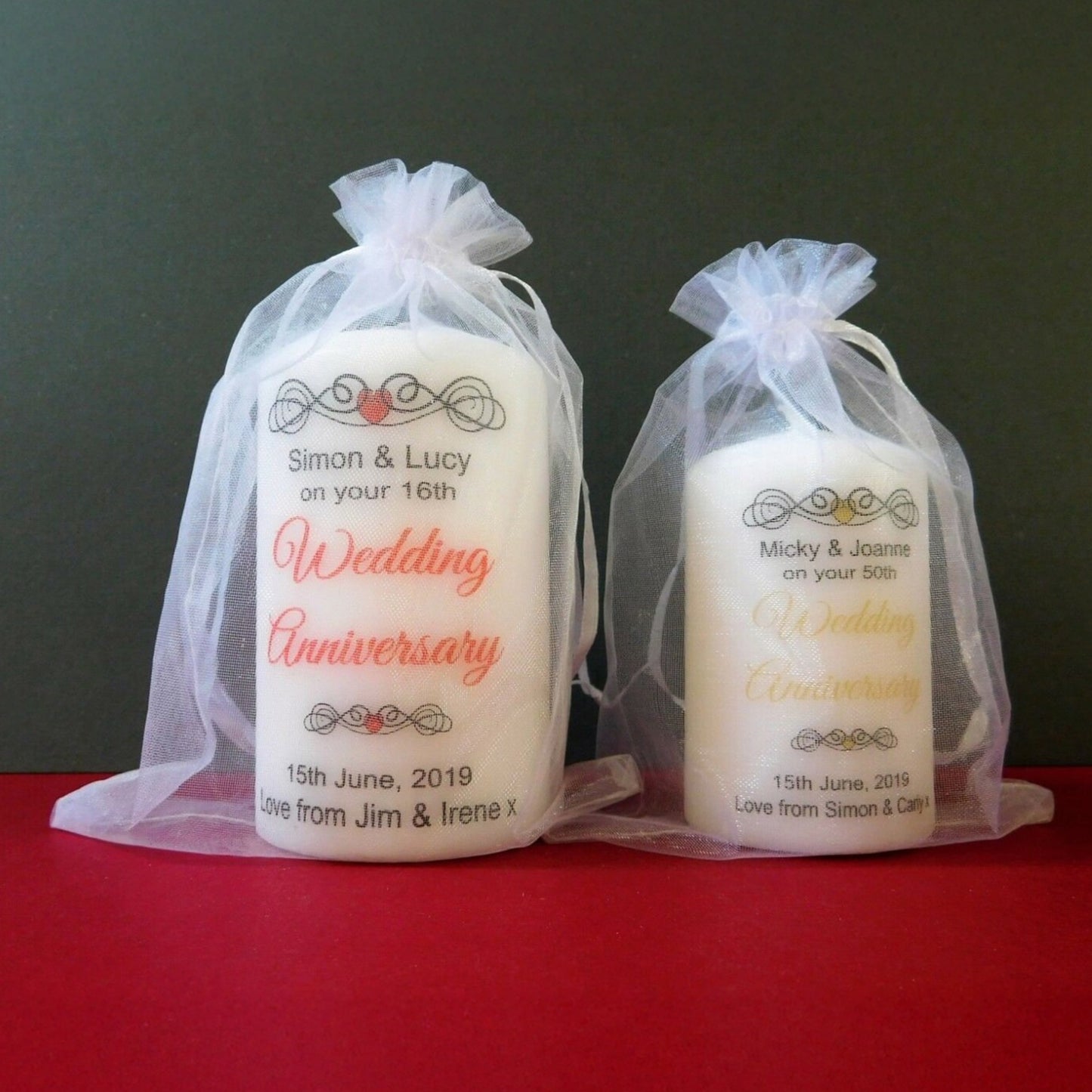 PERSONALISED WEDDING ANNIVERSARY PILLAR CANDLE