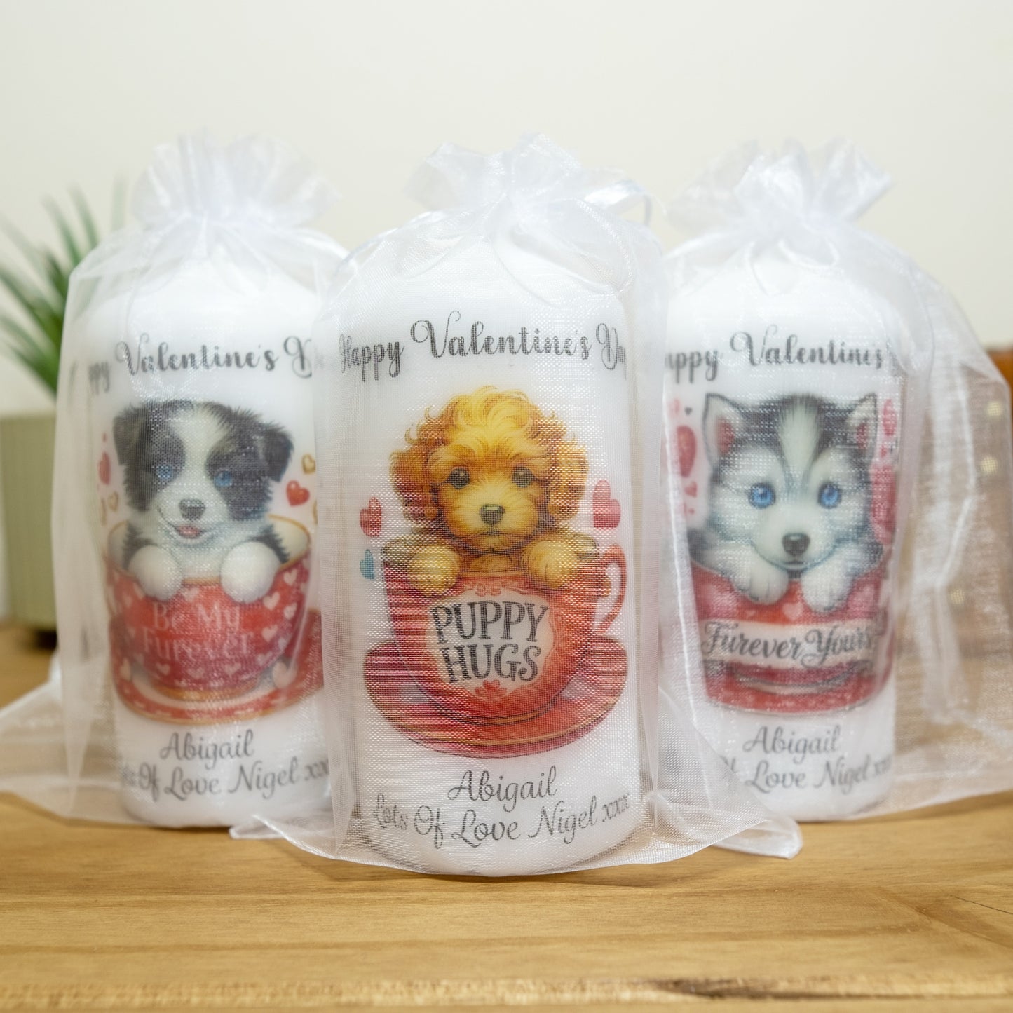 PERSONALISED 12CM CUTE DOG VALENTINE CANDLE P055