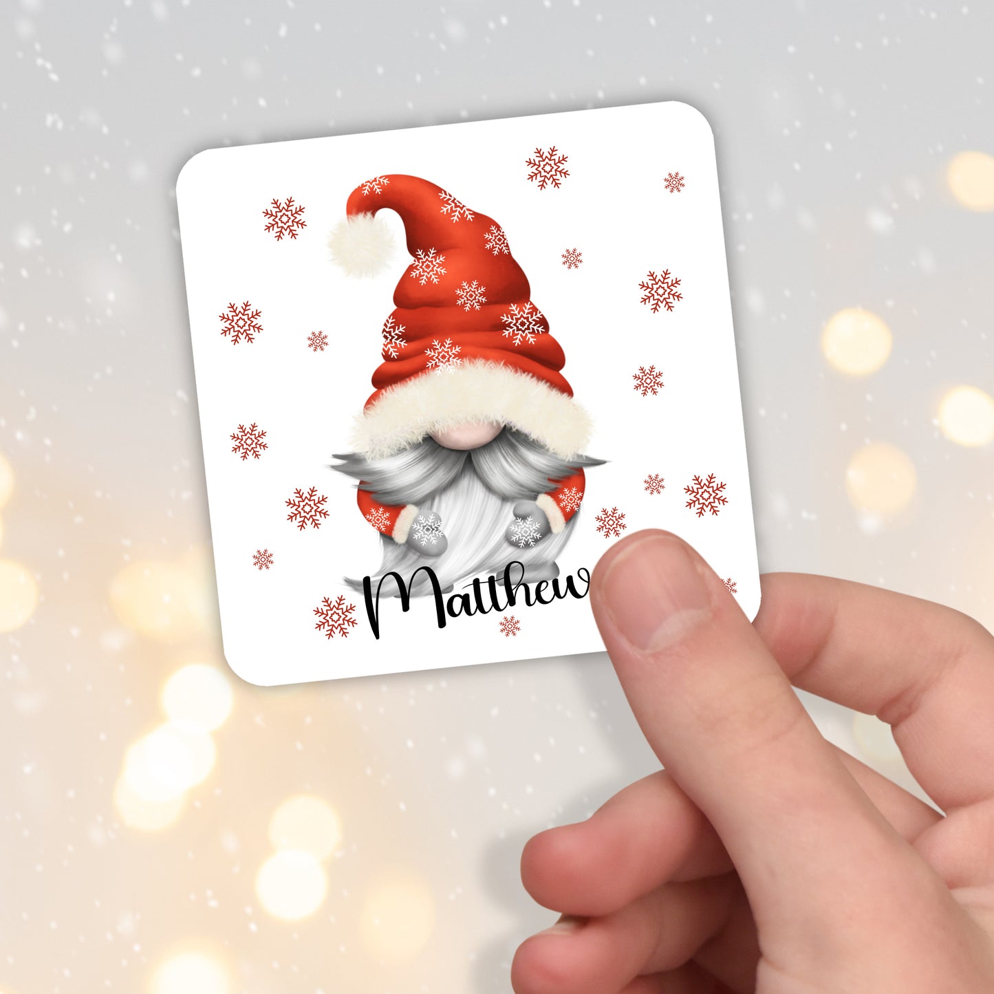 PERSONALISED RED GONK / GNOME CHRISTMAS COASTER