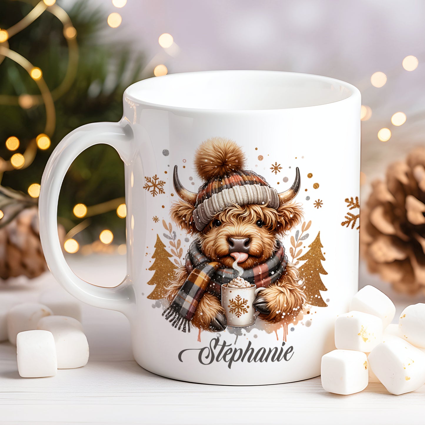 PERSONALISED HIGHLAND COW CHRISTMAS MUG MG134