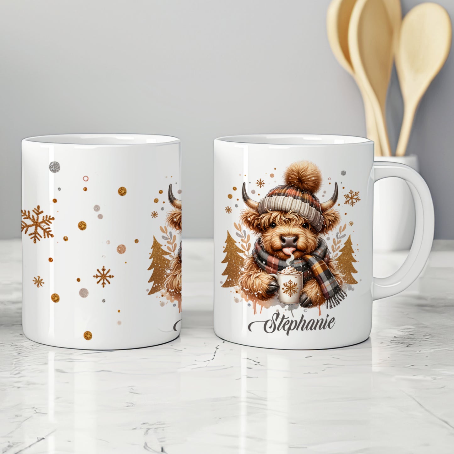 PERSONALISED HIGHLAND COW CHRISTMAS MUG MG134