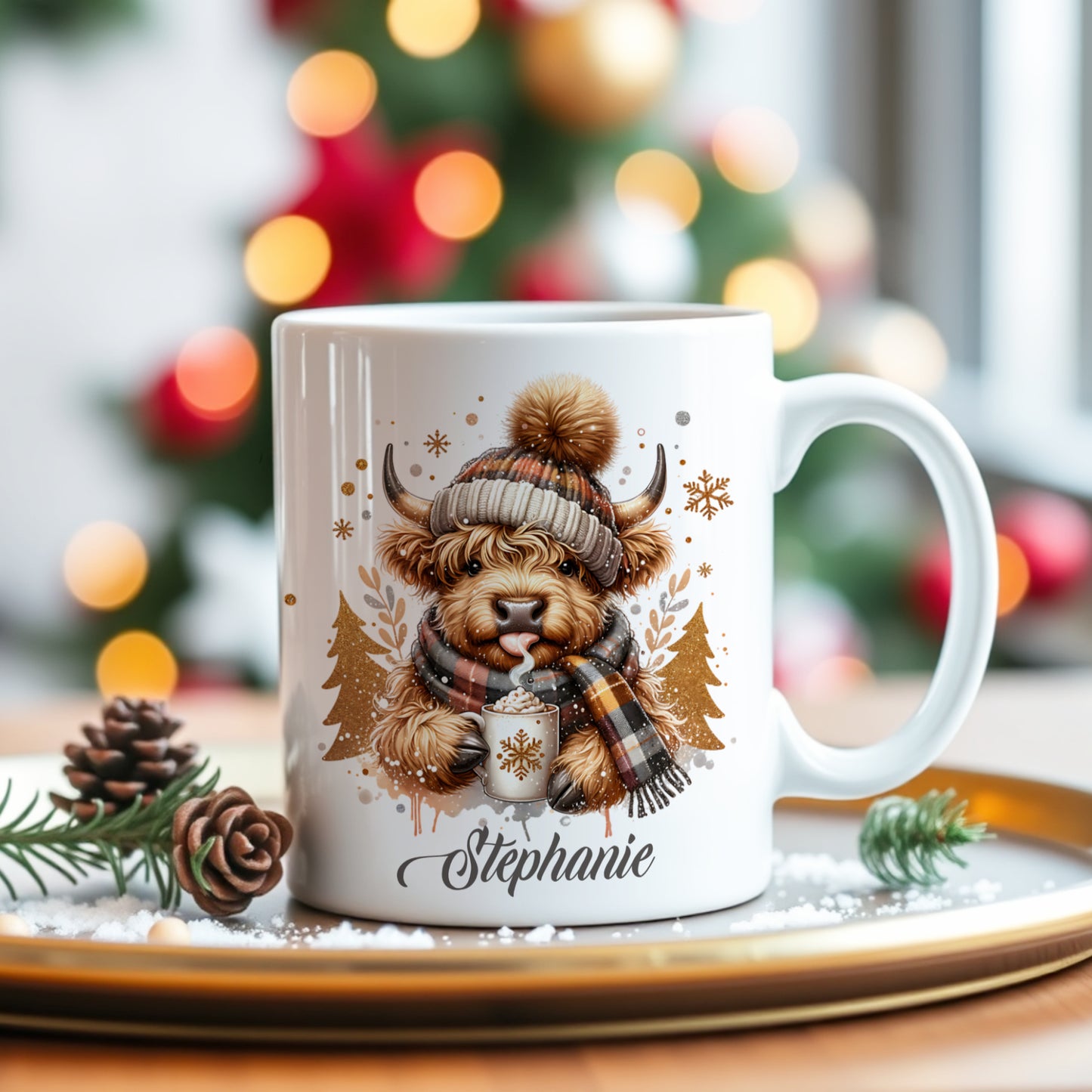 PERSONALISED HIGHLAND COW CHRISTMAS MUG MG134