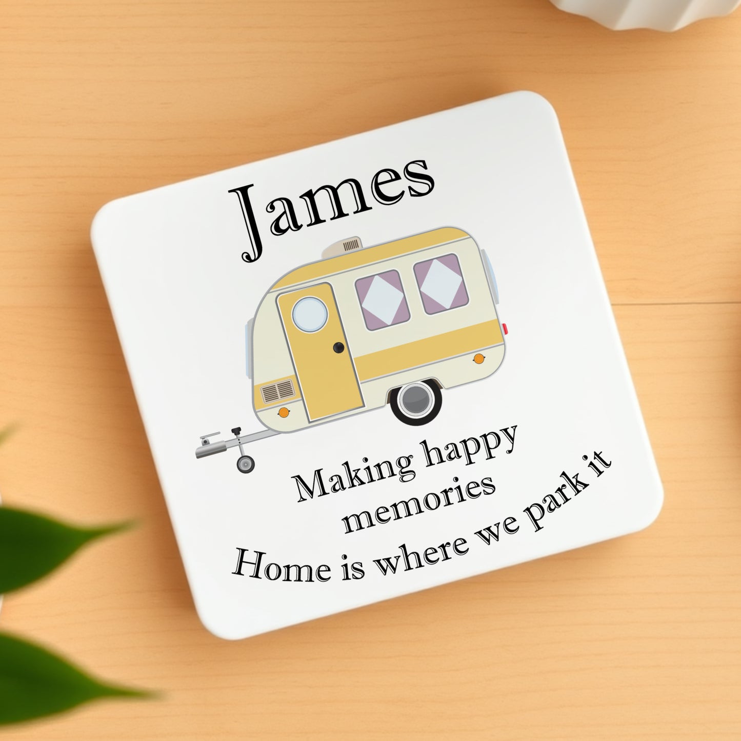 PERSONALISED CARAVAN COASTER (6 COLOURS) MG010