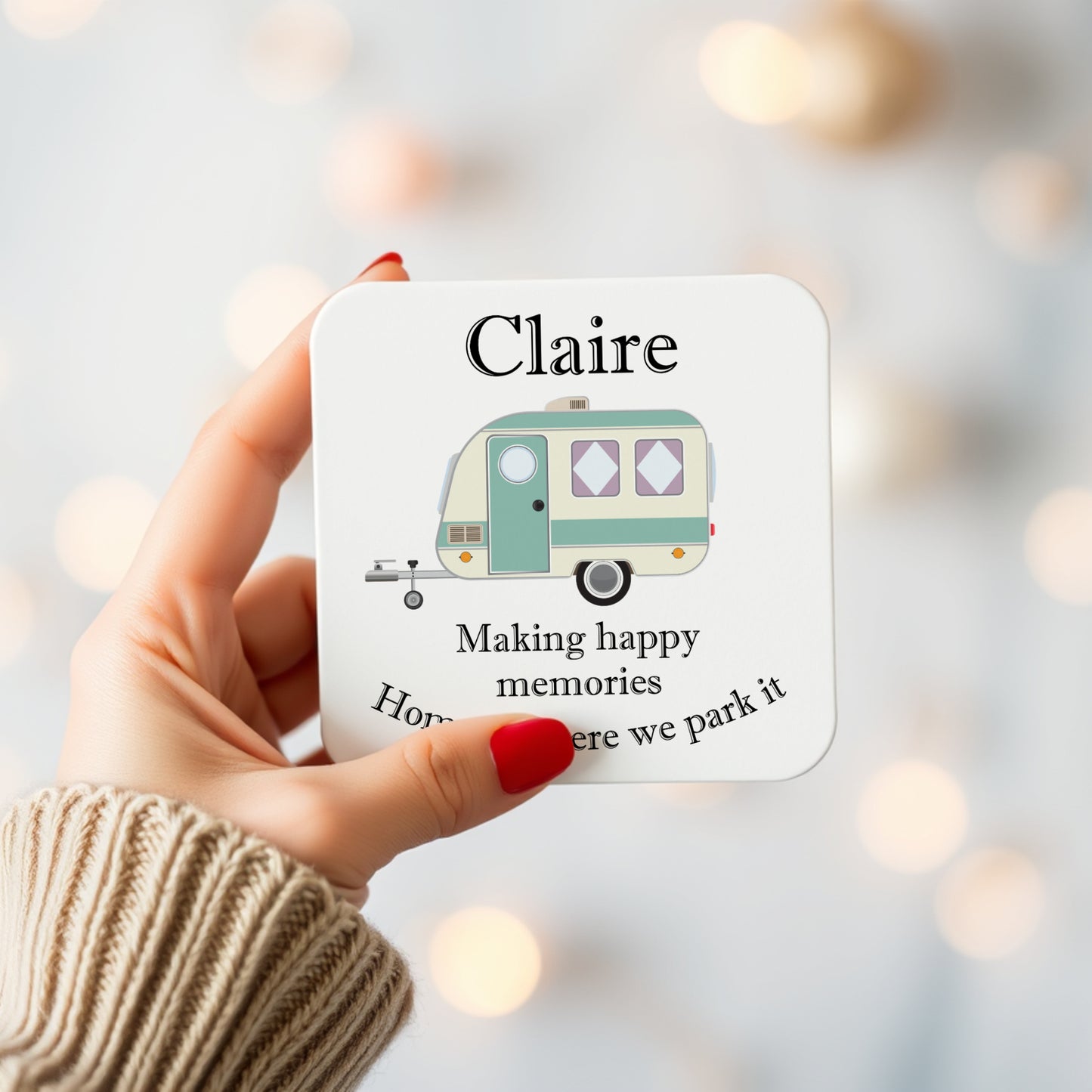 PERSONALISED CARAVAN COASTER (6 COLOURS) MG010