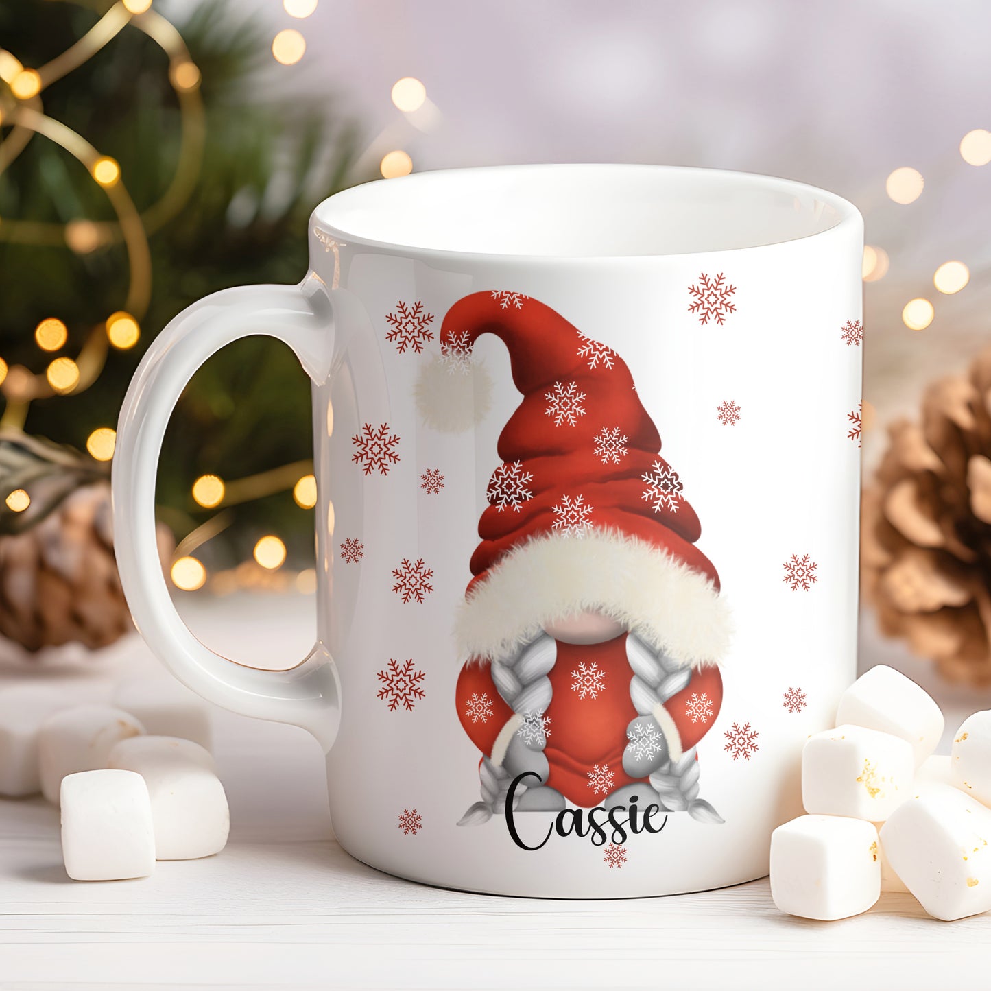 PERSONALISED RED GONK / GNOME CHRISTMAS MUG