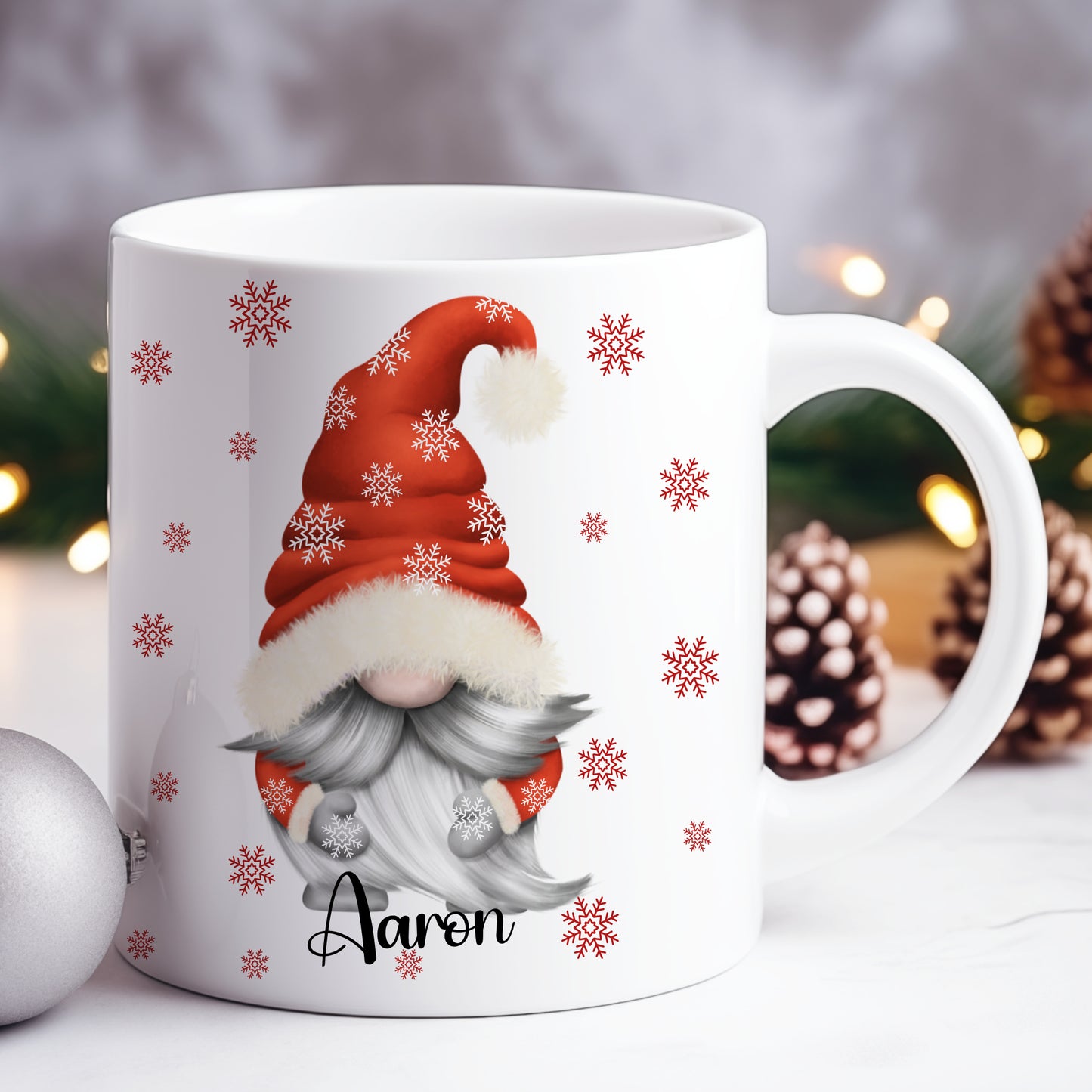 PERSONALISED RED GONK / GNOME CHRISTMAS MUG