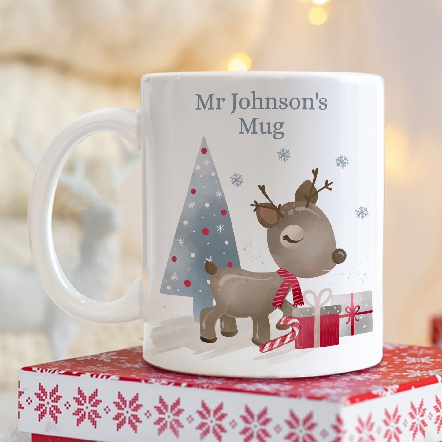 PERSONALISED CHRISTMAS TEACHER REINDEER MUG MG027
