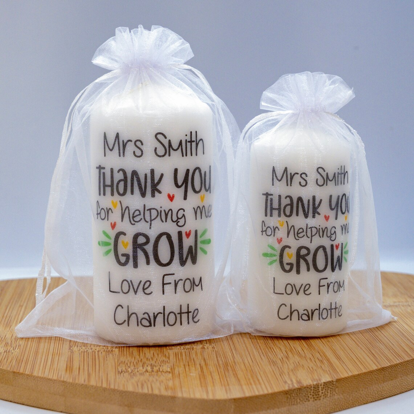PERSONALISED THANK YOU FOR HELPING ME GROW CANDLE P061