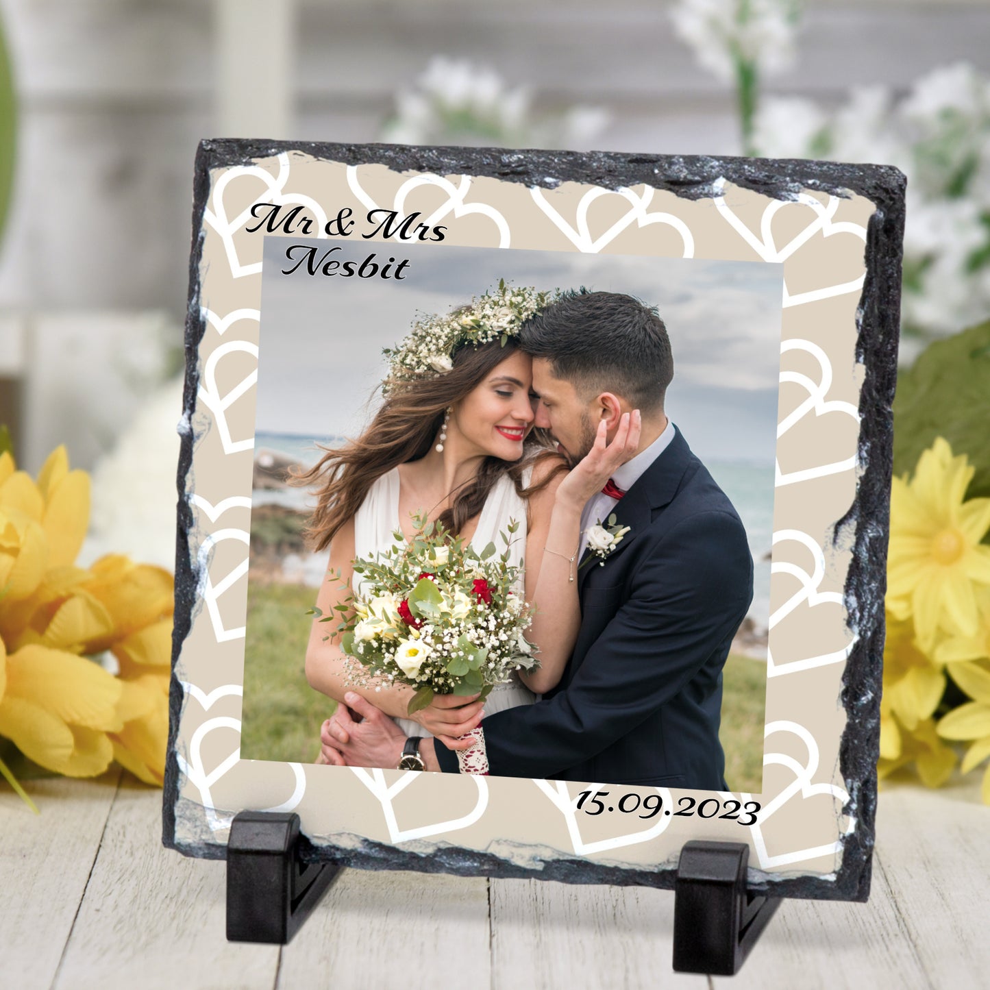 PERSONALISED WEDDING PHOTO ROCK SLATE - SL018