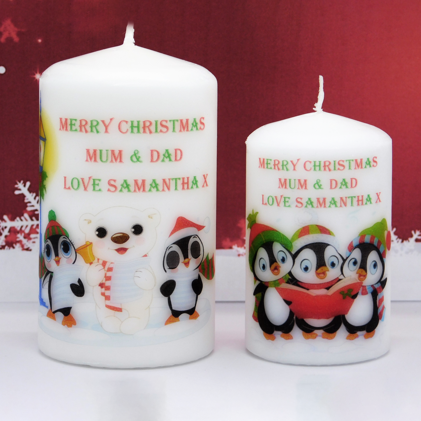 PERSONALISED CHRISTMAS PENGUIN CANDLE