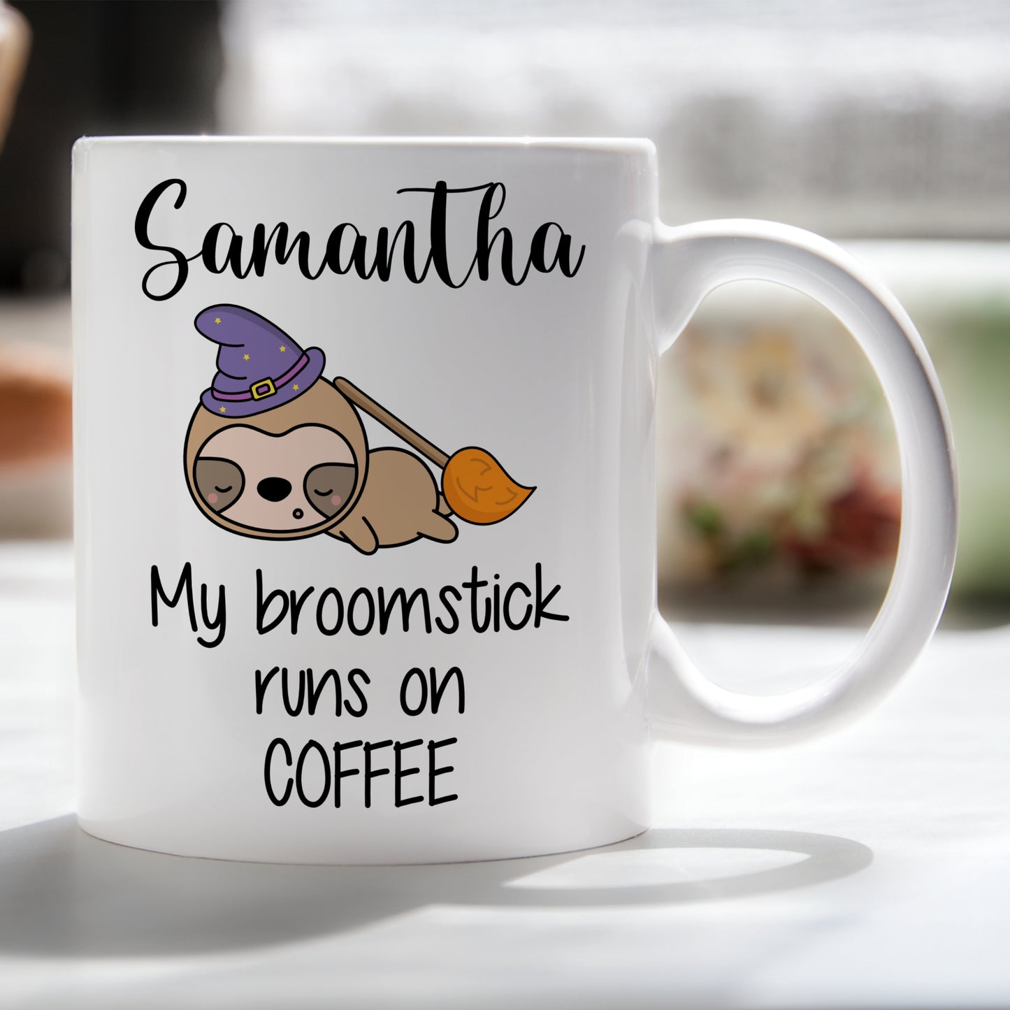 PERSONALISED FUNNY SLOTH WITCH MUG AND COASTER - MG084