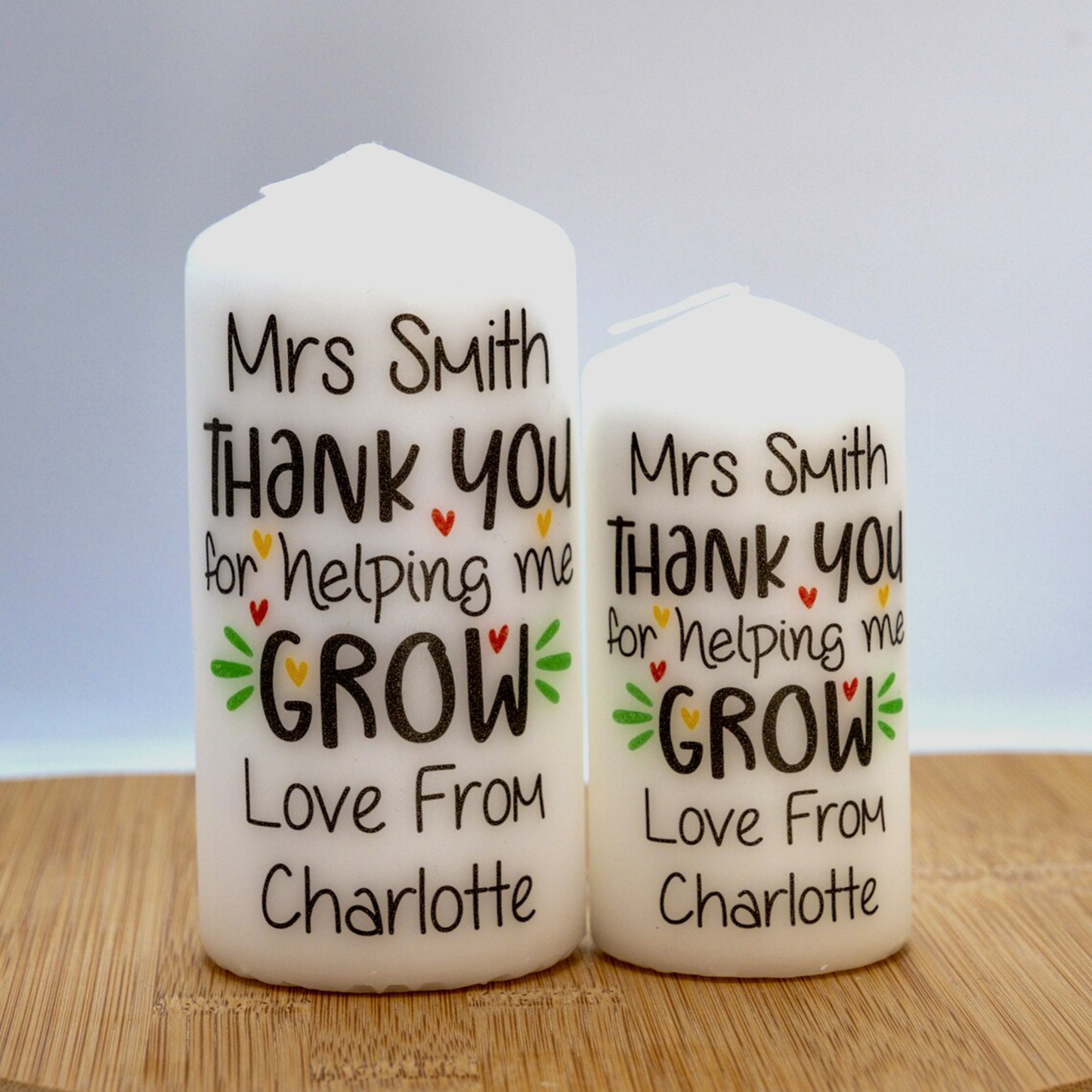 PERSONALISED THANK YOU FOR HELPING ME GROW CANDLE P061