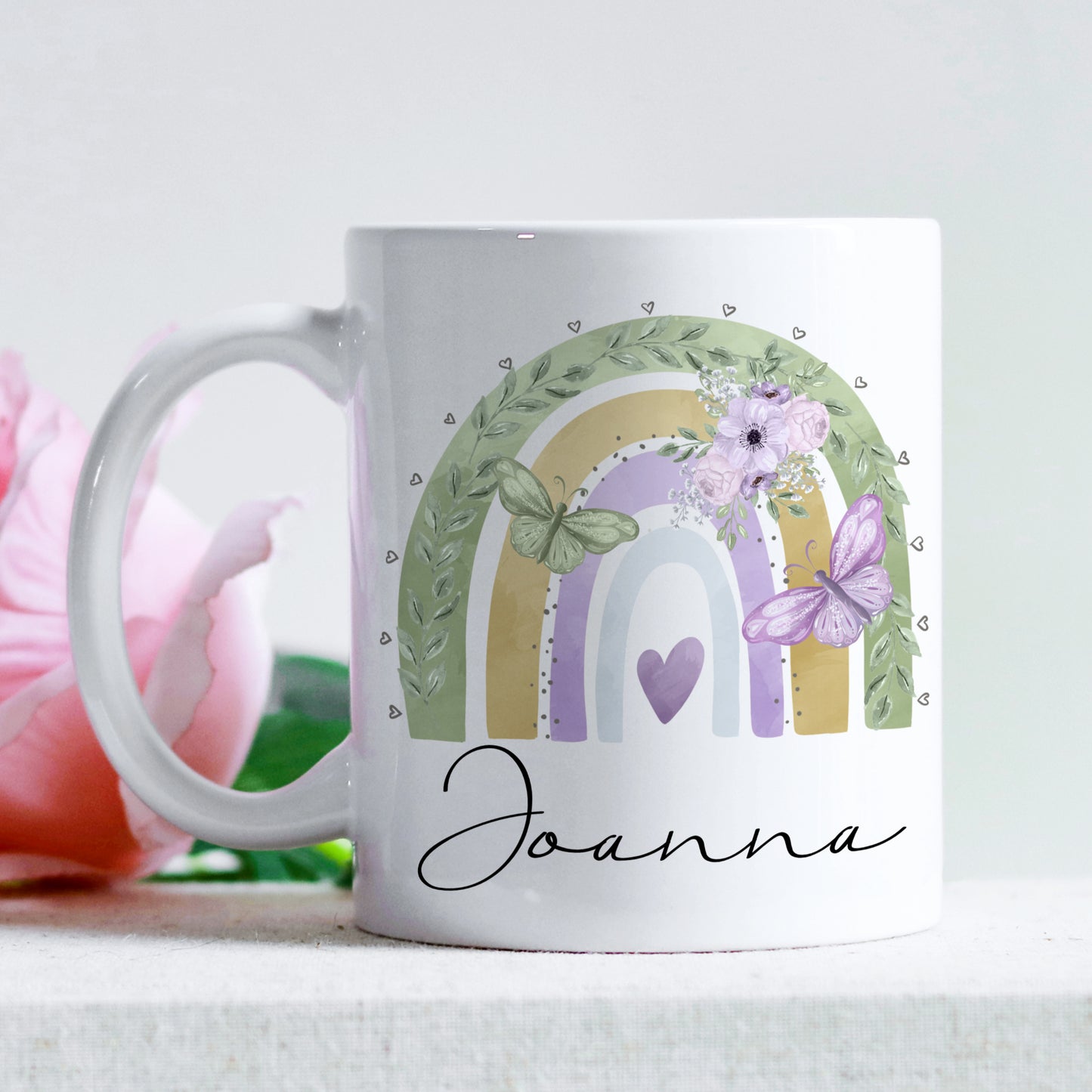 PERSONALISED RAINBOW MUG AND COASTER- MG071