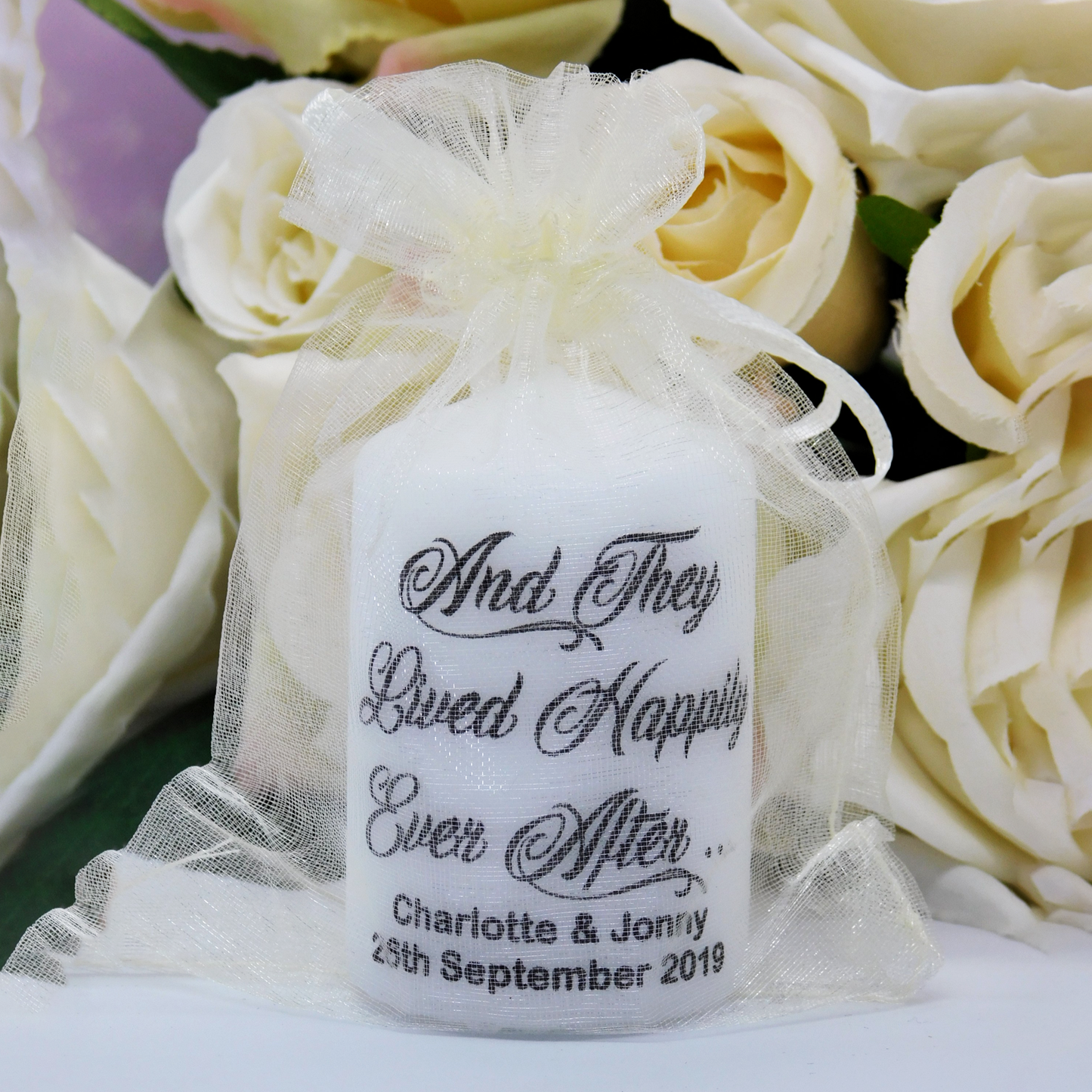 PERSONALISED PK10 WEDDING CANDLE FAVOURS M032