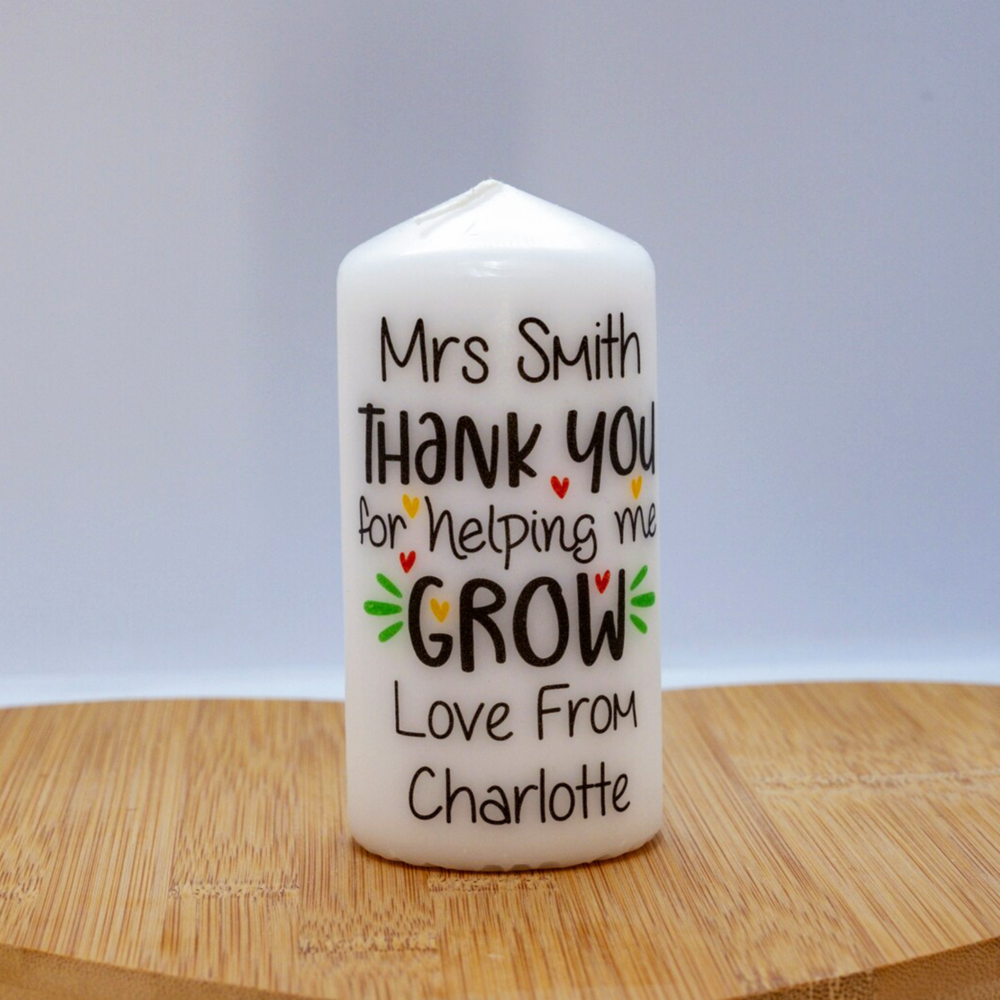 PERSONALISED THANK YOU FOR HELPING ME GROW CANDLE P061