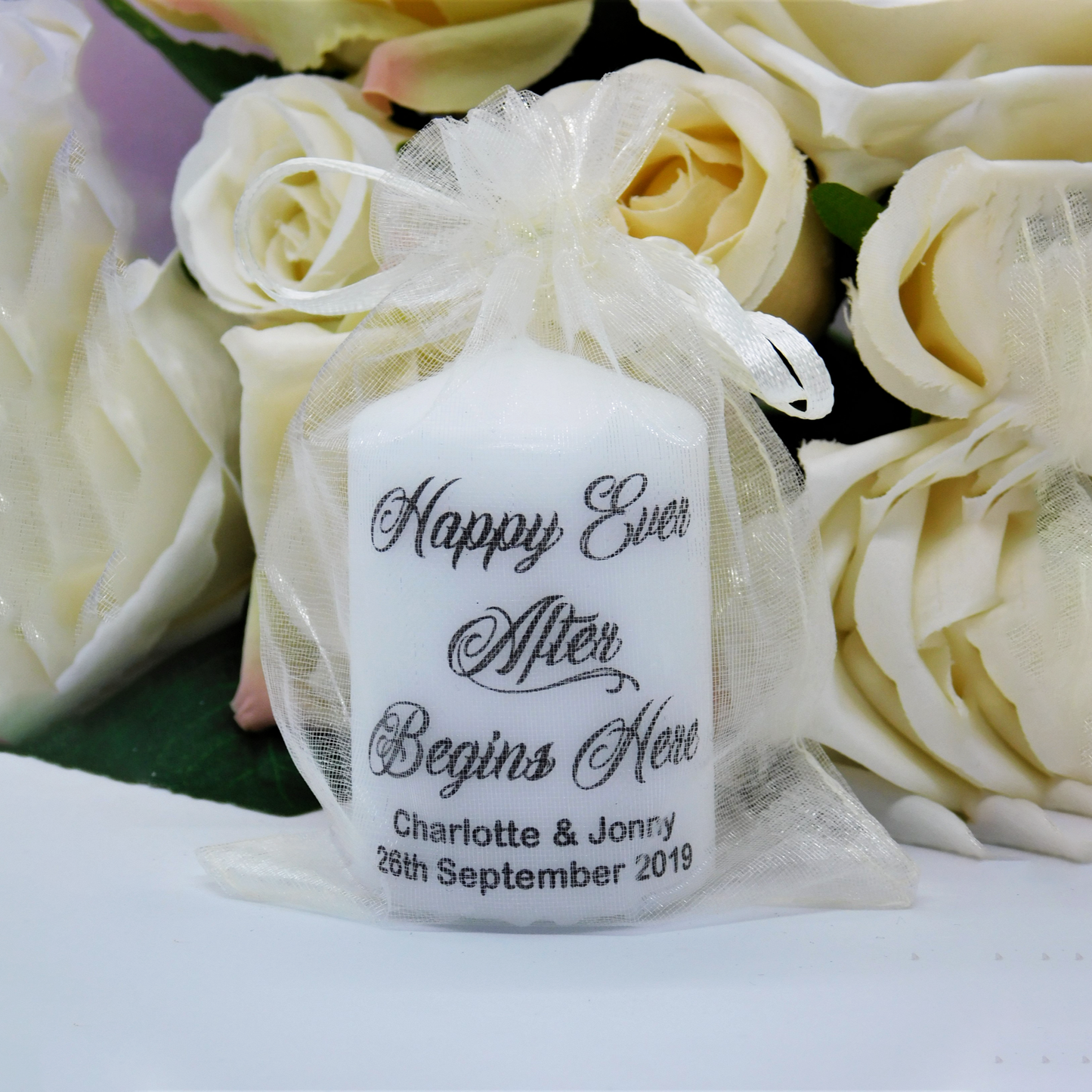 PERSONALISED PK10 WEDDING CANDLE FAVOURS M032