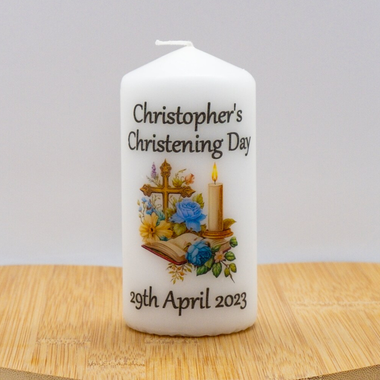 PERSONALISED 12CM CHRISTENING CANDLE P011