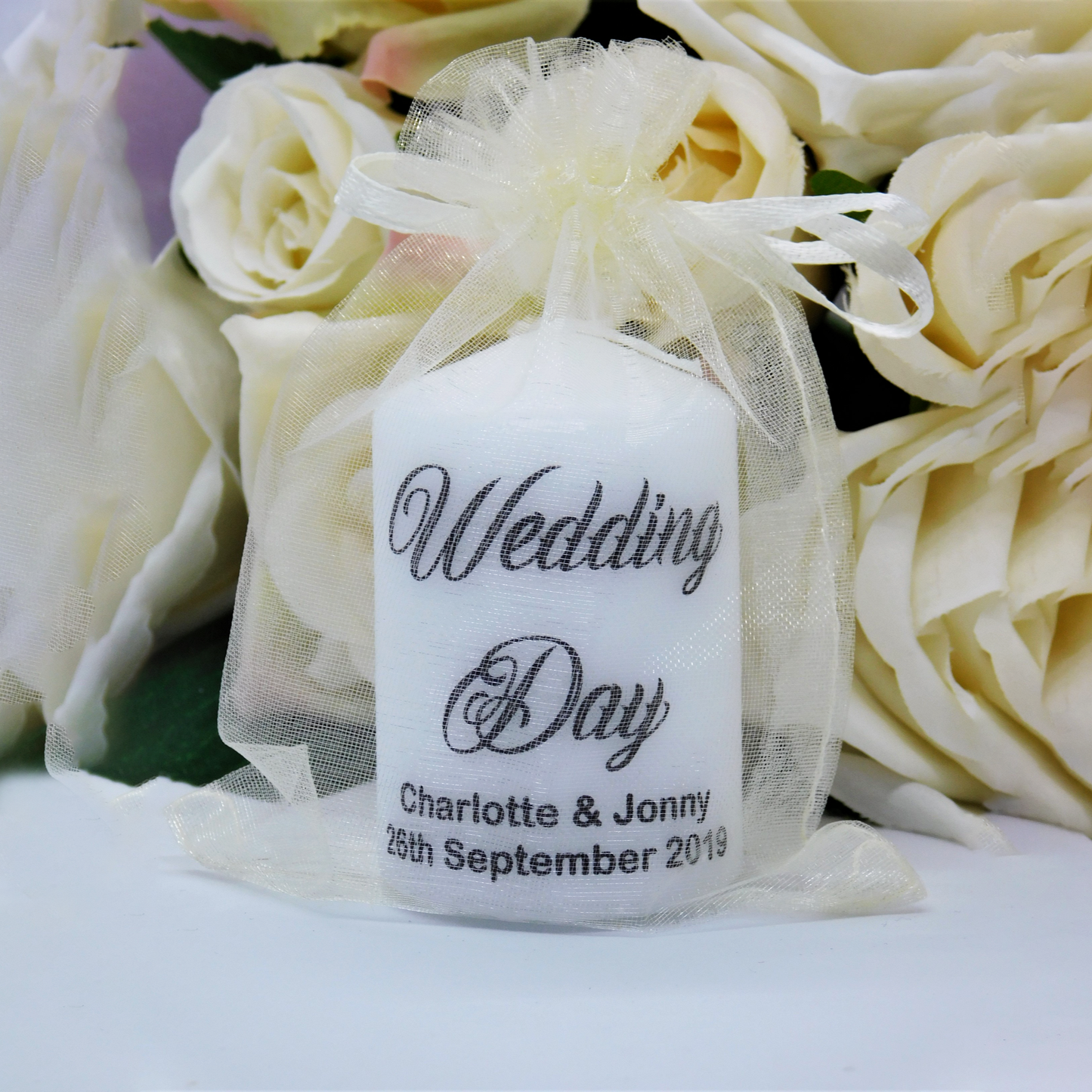 PERSONALISED PK10 WEDDING CANDLE FAVOURS M032