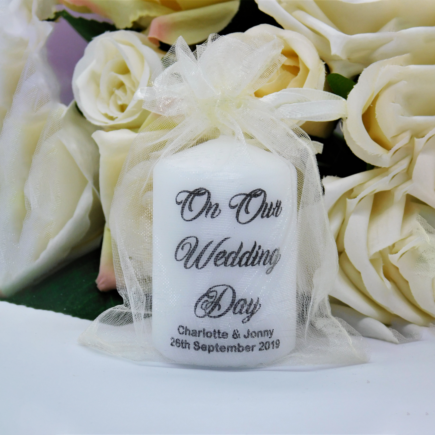 PERSONALISED PK10 WEDDING CANDLE FAVOURS M032