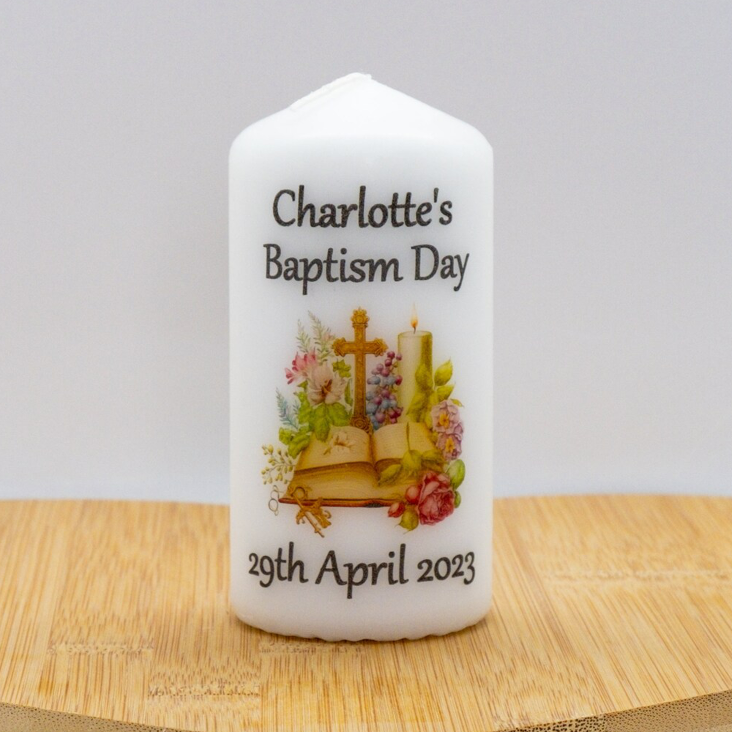 PERSONALISED 12CM CHRISTENING CANDLE P011