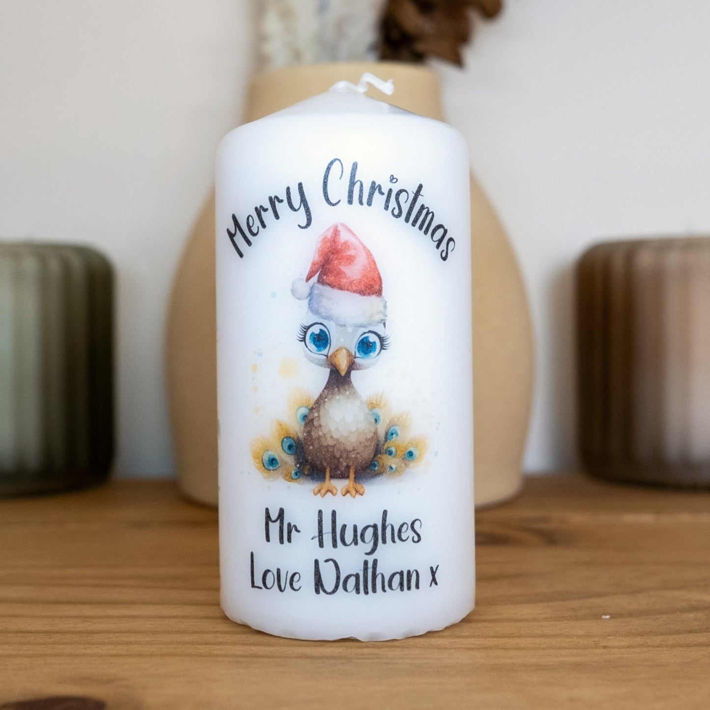 PERSONALISED ANIMALS CHRISTMAS CANDLE