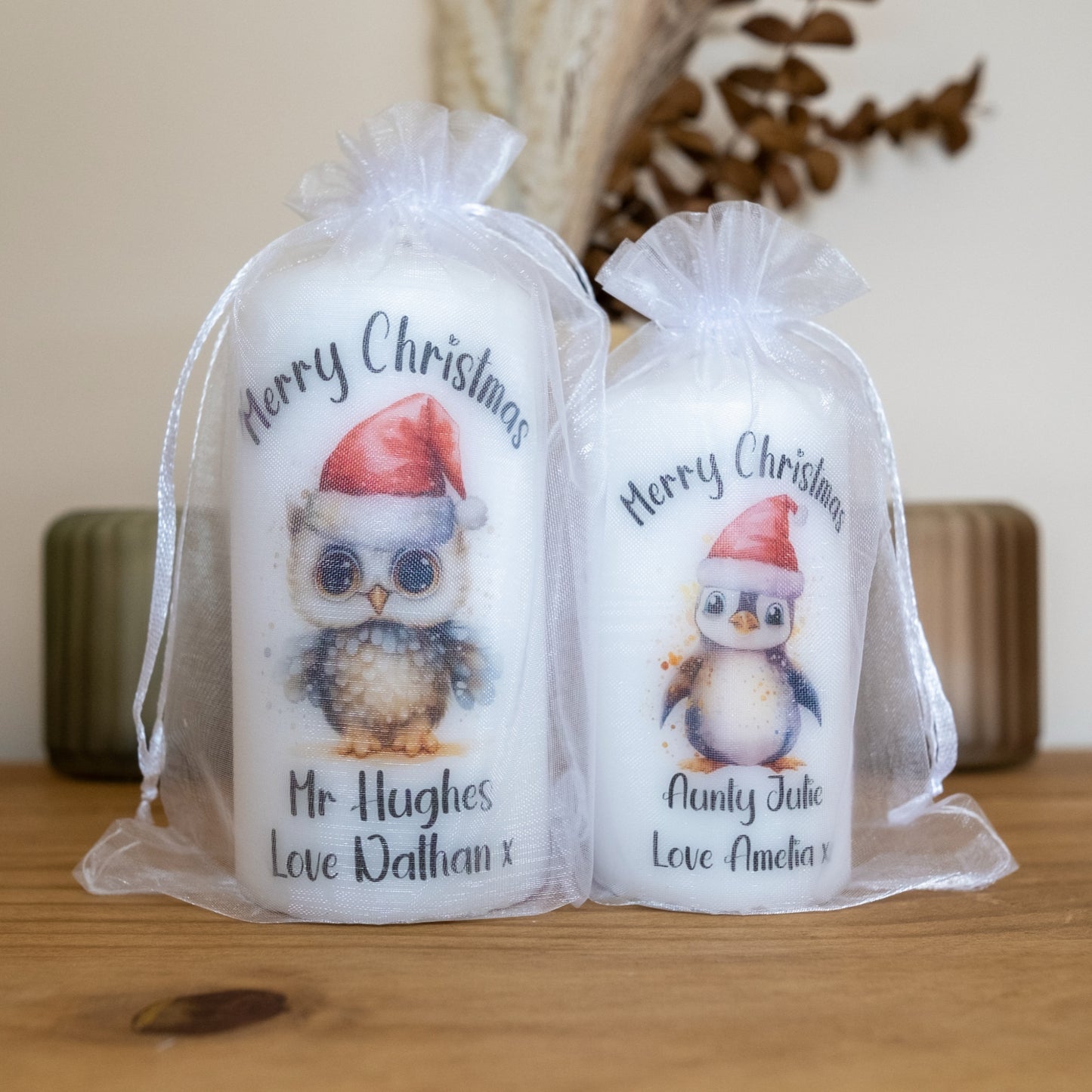 PERSONALISED ANIMALS CHRISTMAS CANDLE