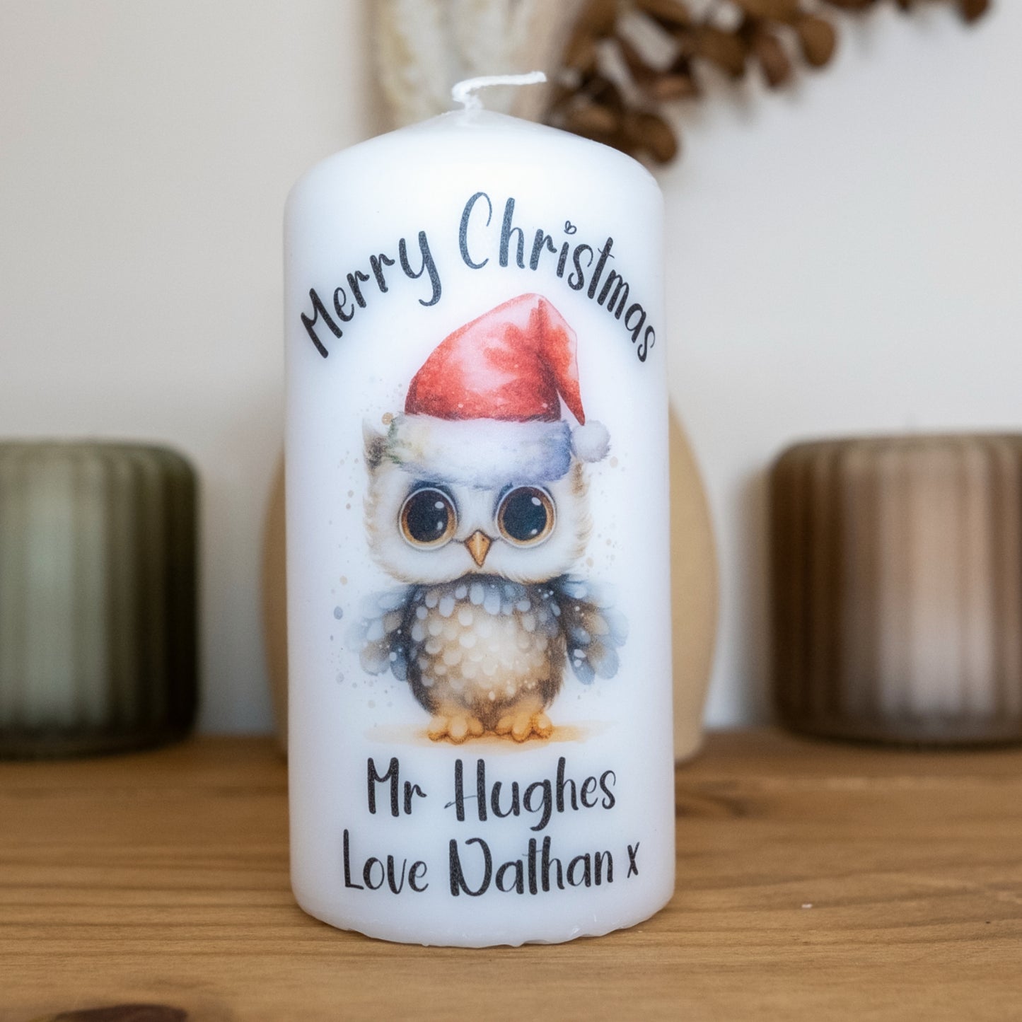 PERSONALISED ANIMALS CHRISTMAS CANDLE