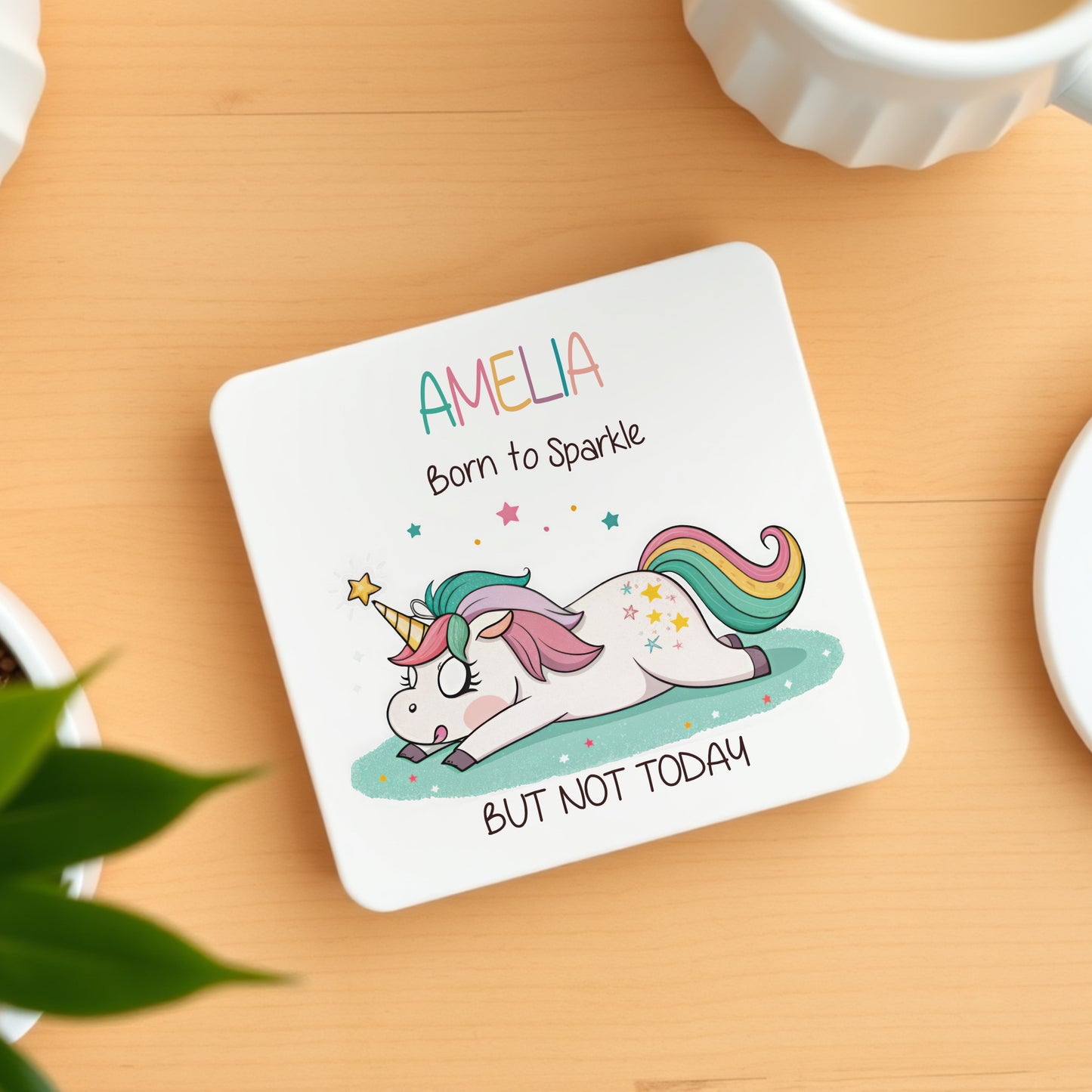 PERSONALISED BORN TO SPARKLE LAZY UNICORN MUG MG011