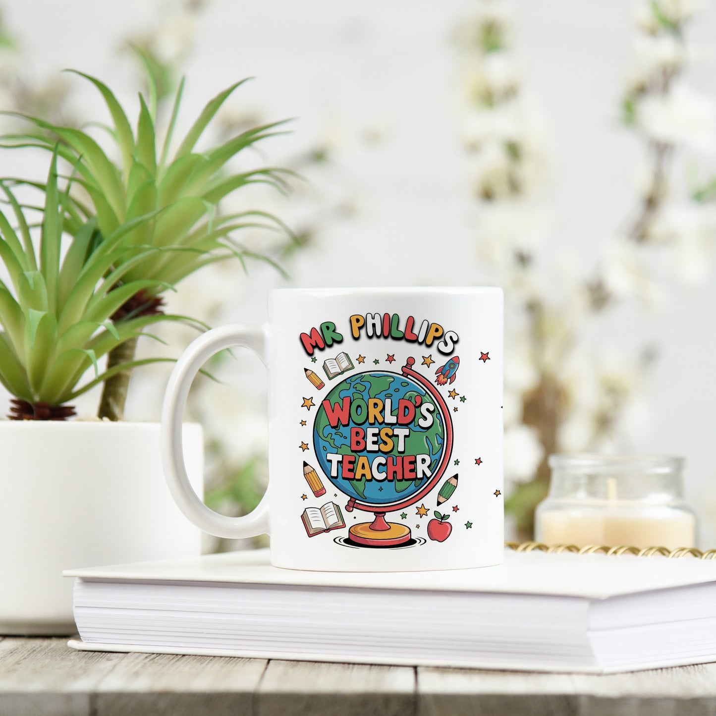 CUSTOM BEST TEACHER MUG AND COASTER SET
