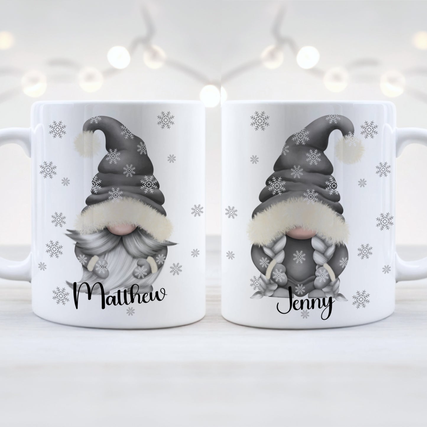 PERSONALISED GREY GONK / GNOME CHRISTMAS MUG MG058
