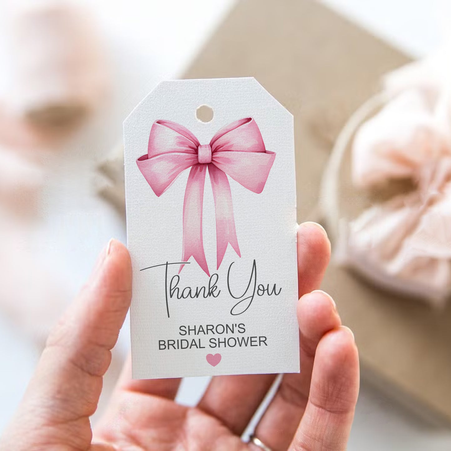 PERSONALISED PK10 BOW BRIDAL SHOWER TAGS T046