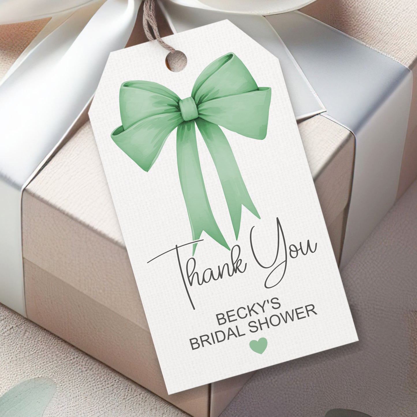 PERSONALISED PK10 BOW BRIDAL SHOWER TAGS T046