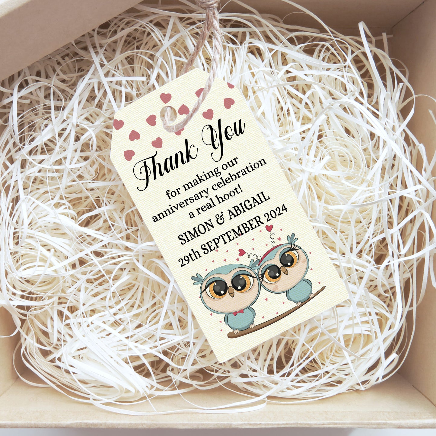PERSONALISED PK10 OWL ANNIVERSARY TAGS T001