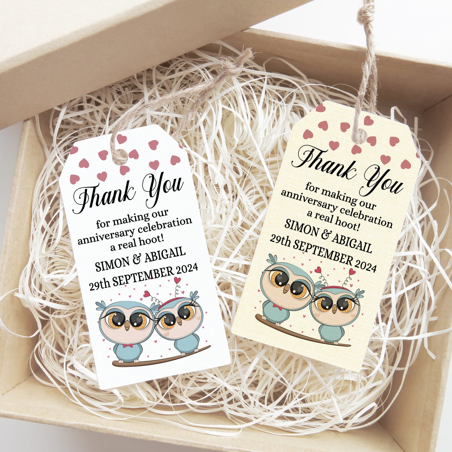 PERSONALISED PK10 OWL ANNIVERSARY TAGS T001