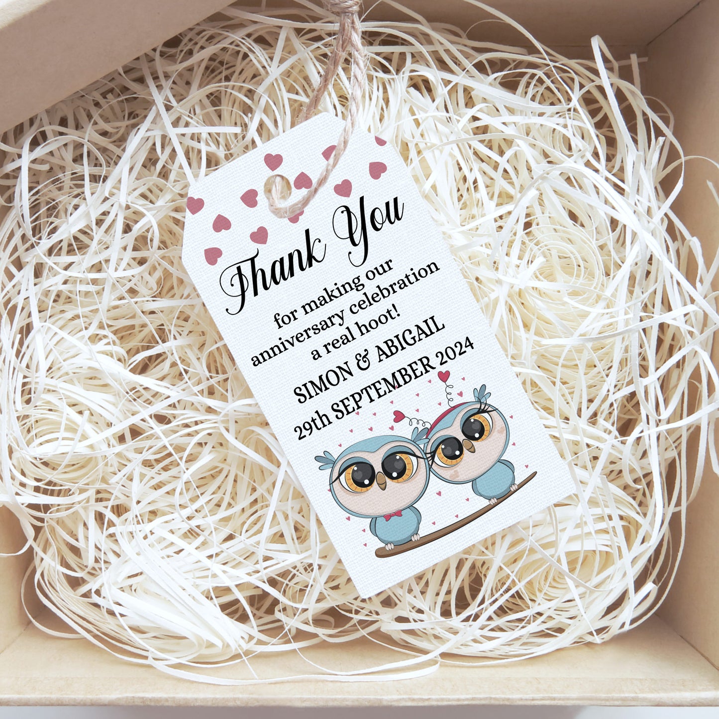 PERSONALISED PK10 OWL ANNIVERSARY TAGS T001