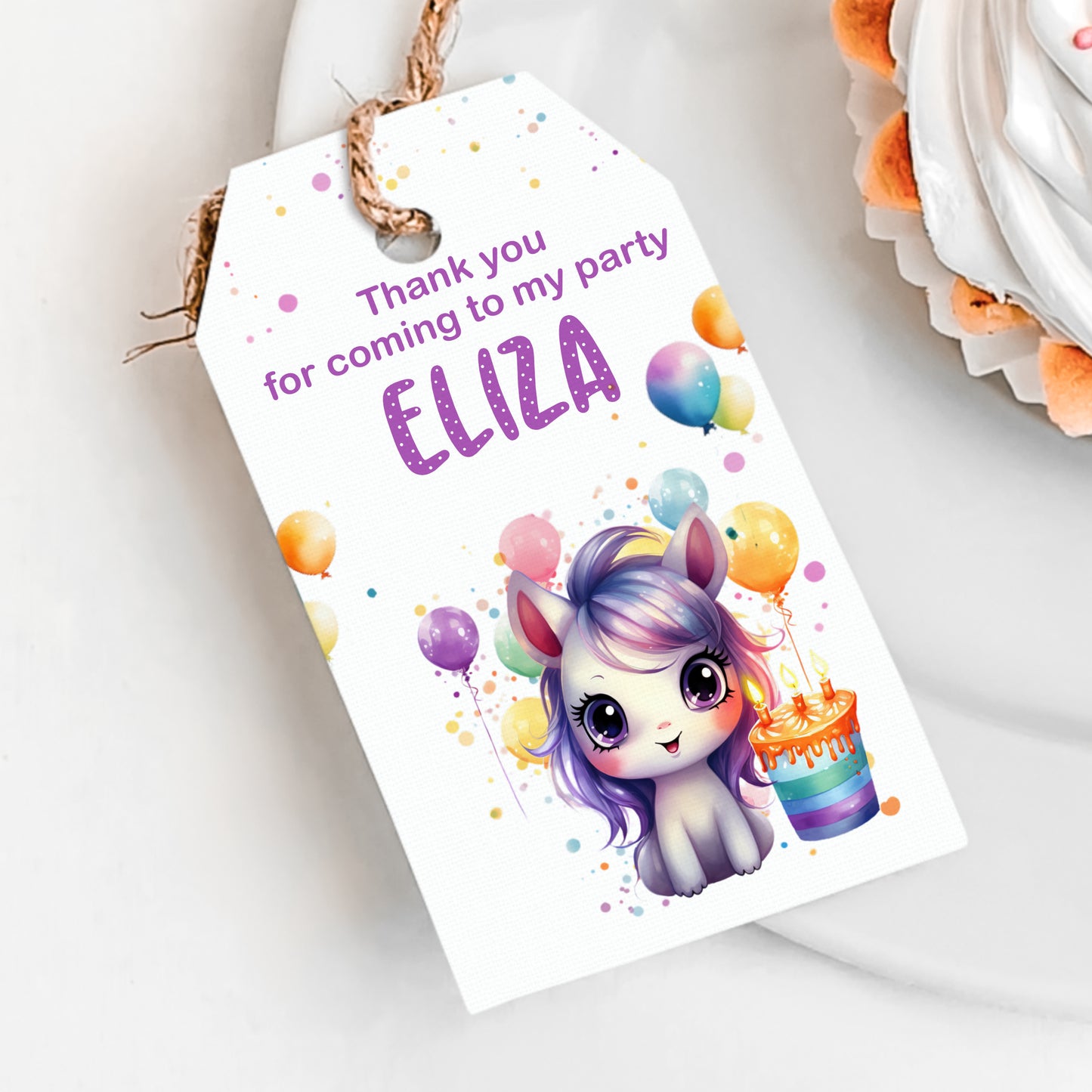 PERSONALISED PK10 UNICORN BIRTHDAY TAGS T021