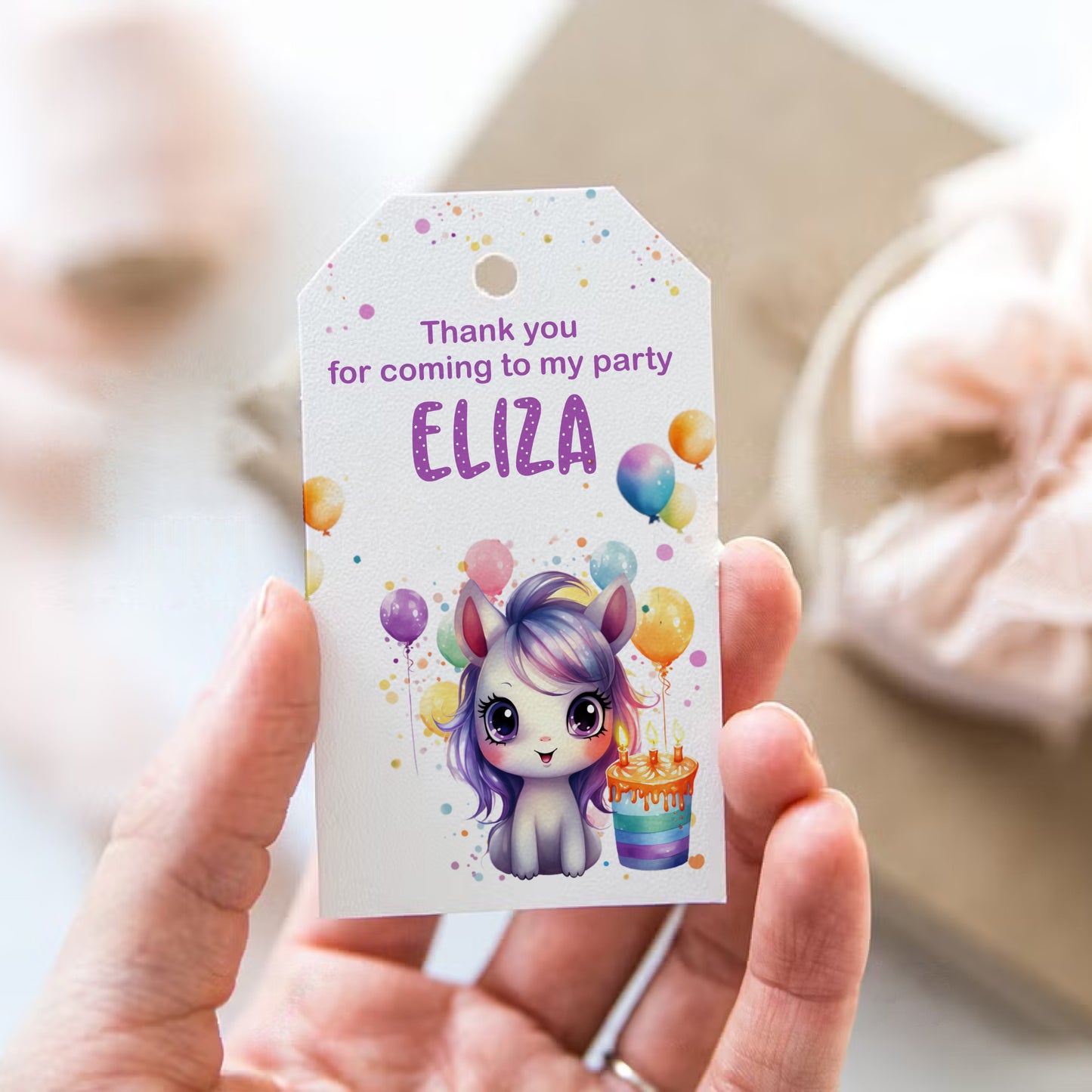 PERSONALISED PK10 UNICORN BIRTHDAY TAGS T021