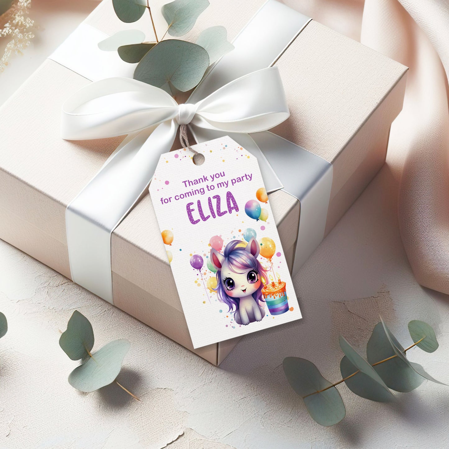 PERSONALISED PK10 UNICORN BIRTHDAY TAGS T021