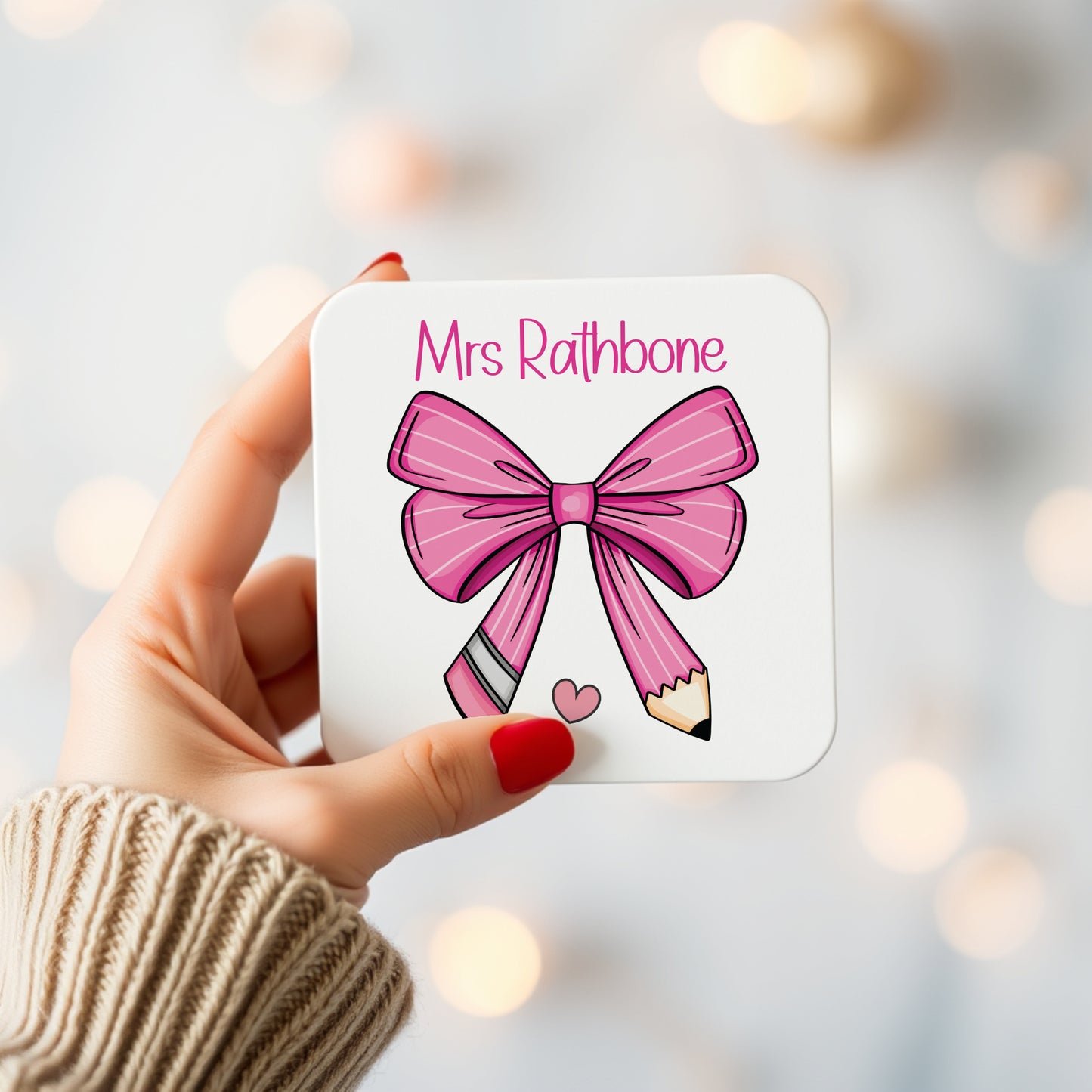 PERSONALISED PINK BOW TEACHER MUG MG059