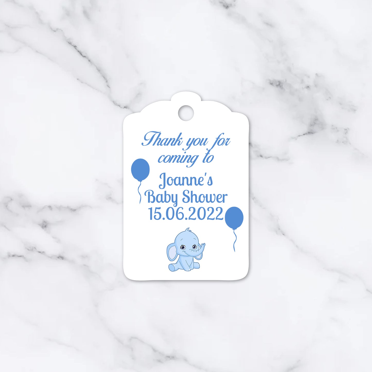 PERSONALISED PK15 ELEPHANT BABY SHOWER TAGS T017