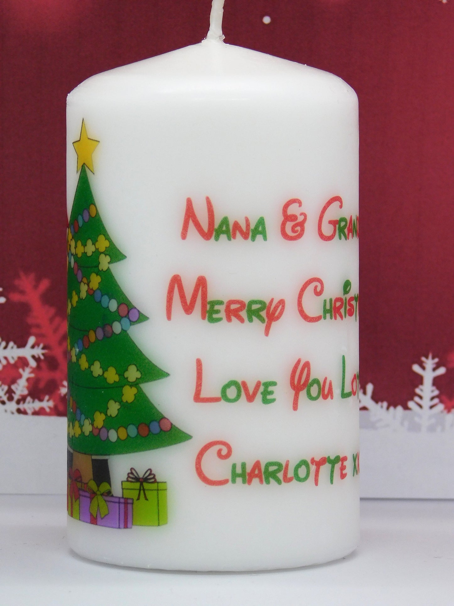 PERSONALISED SANTA OR PENGUIN CHRISTMAS CANDLE P023