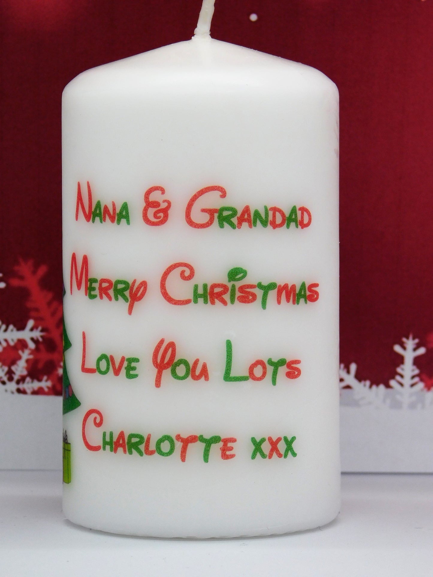 PERSONALISED SANTA OR PENGUIN CHRISTMAS CANDLE P023