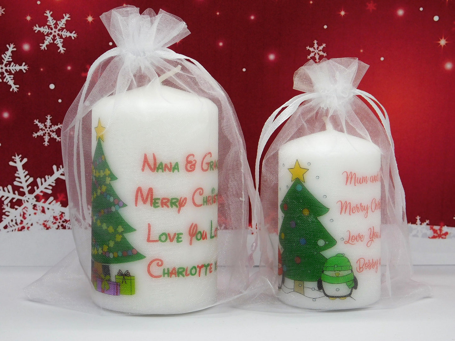 PERSONALISED SANTA OR PENGUIN CHRISTMAS CANDLE P023